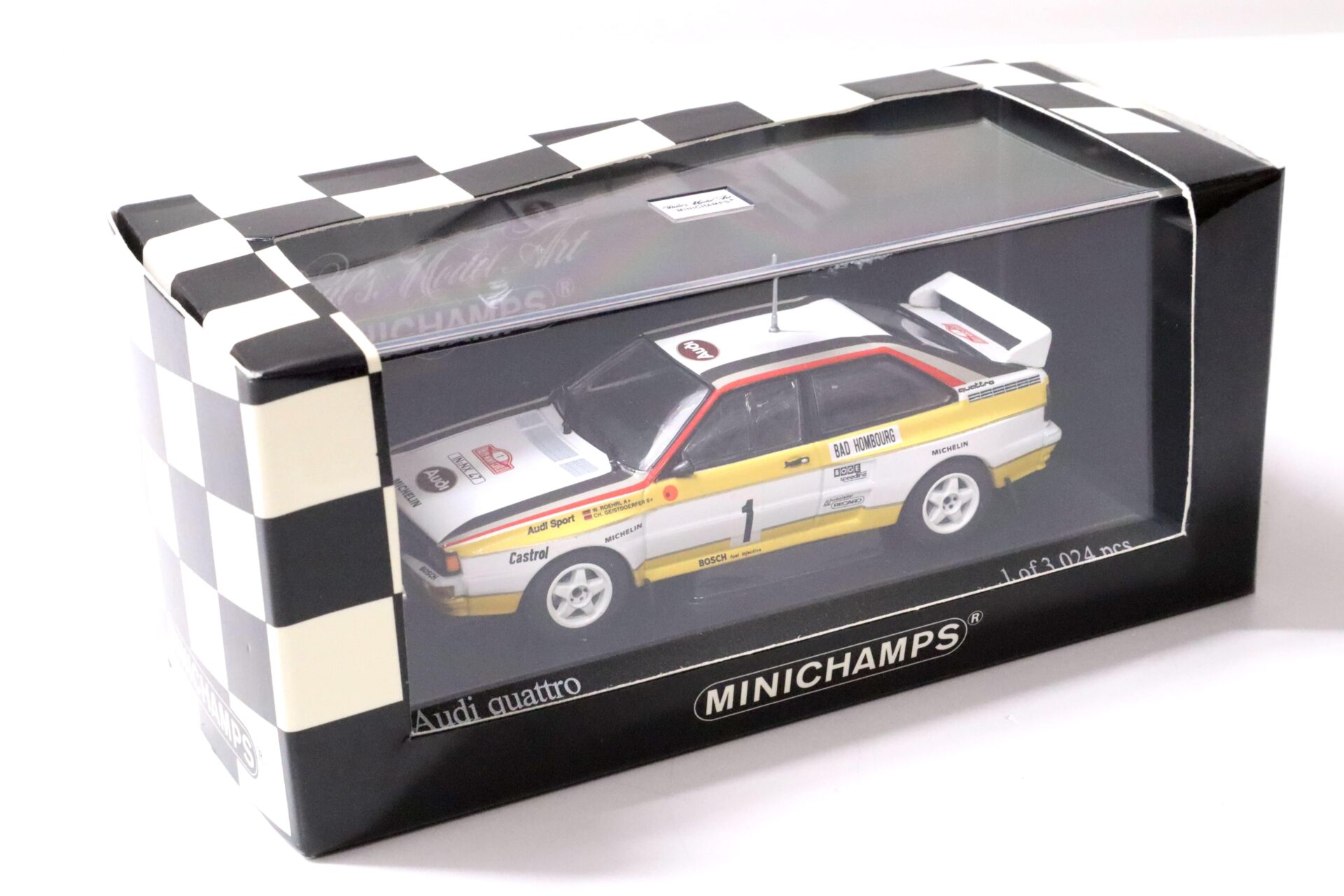 1:43 Minichamps Audi Quattro Rally Monte Carlo 1984 Röhrl/ Geistdörfer #1