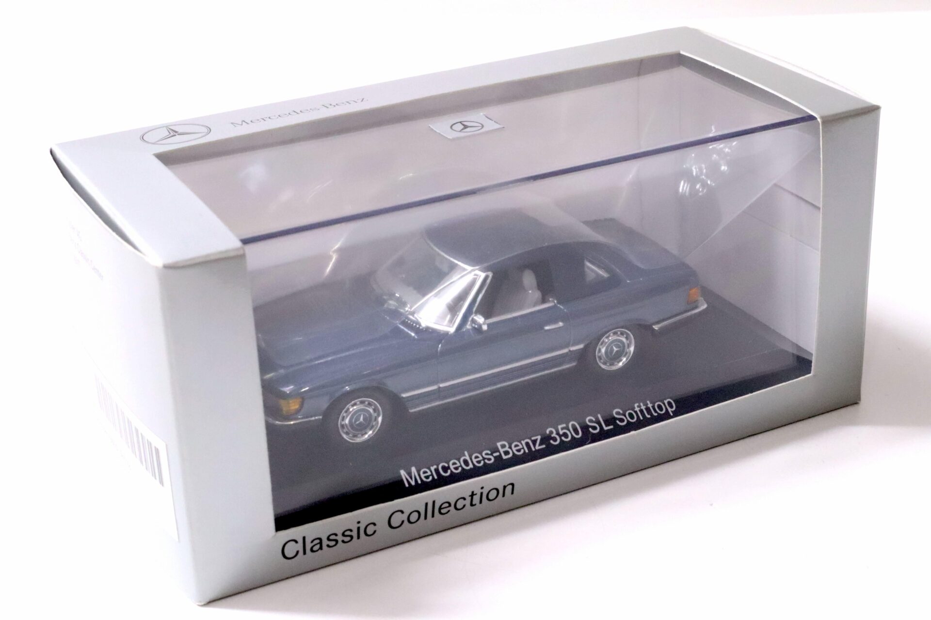 1:43 Minichamps Mercedes 350 SL Softtop R107 dark blue DEALER VERSION