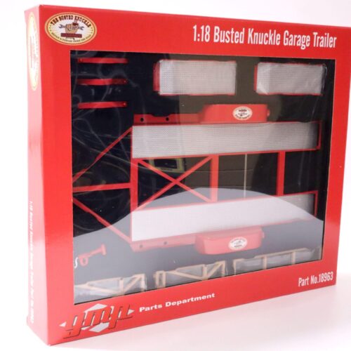 1:18 GMP Tandem Car Trailer Anhänger Busted Knuckle Garage red Diorama Zubehör