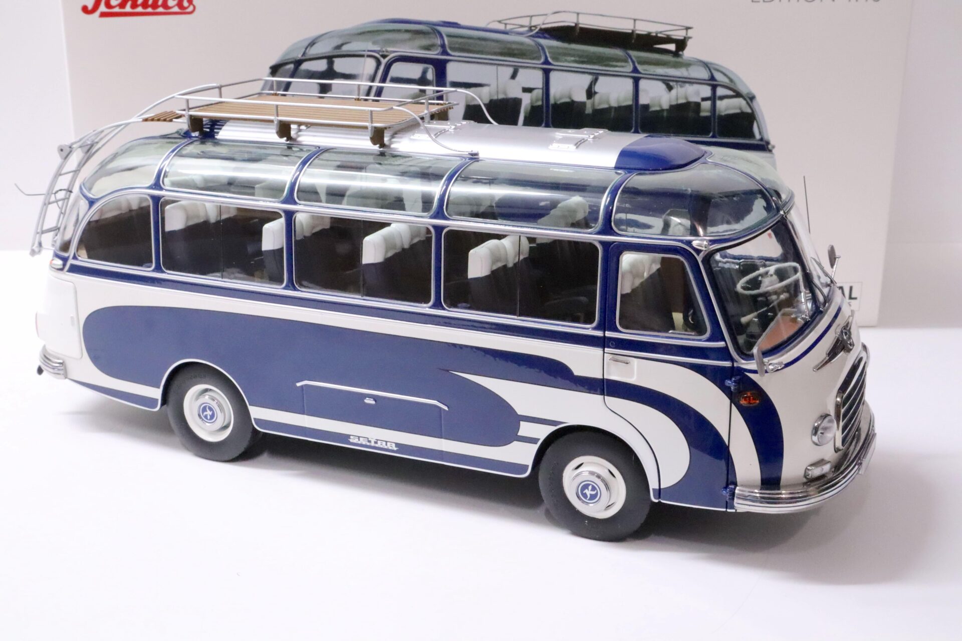 1:18 Schuco Setra S6 Reisebus blue/ white Die-Cast