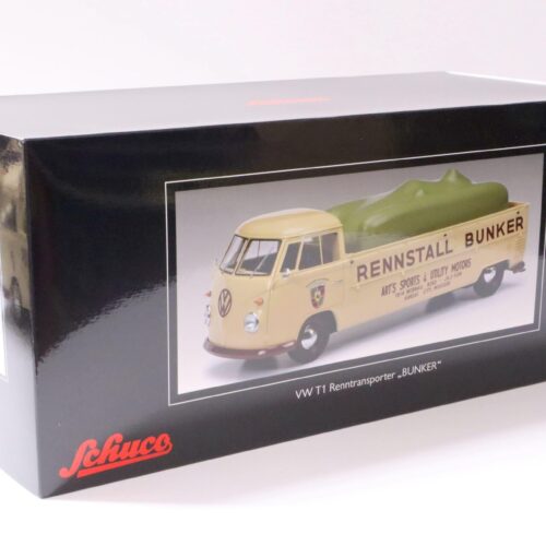 1:18 Schuco VW T1 Renntransporter "Bunker" Porsche beige