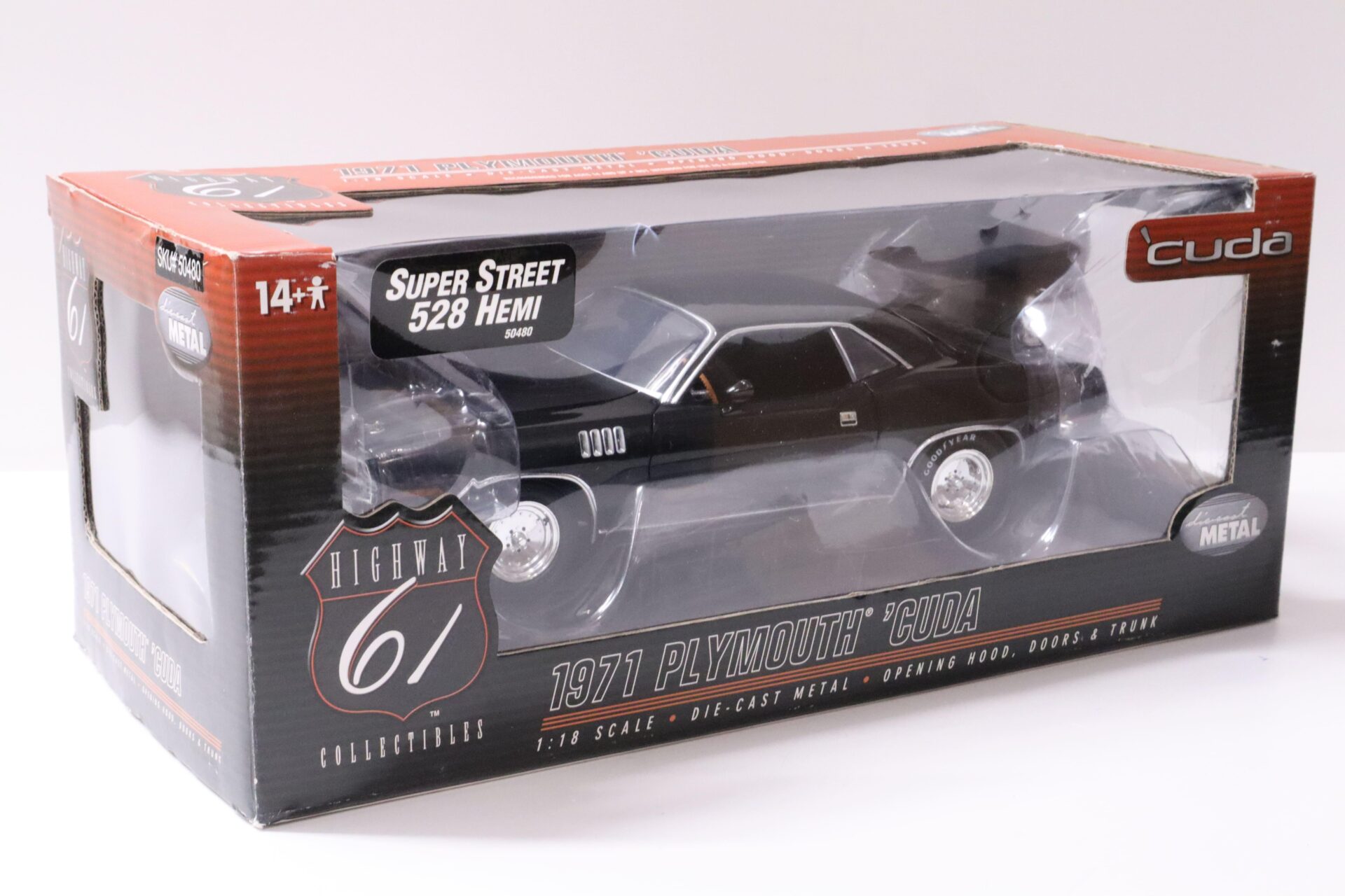 1:18 Highway61 Plymouth Cuda Super Street 528 Hemi Coupe 1971 black