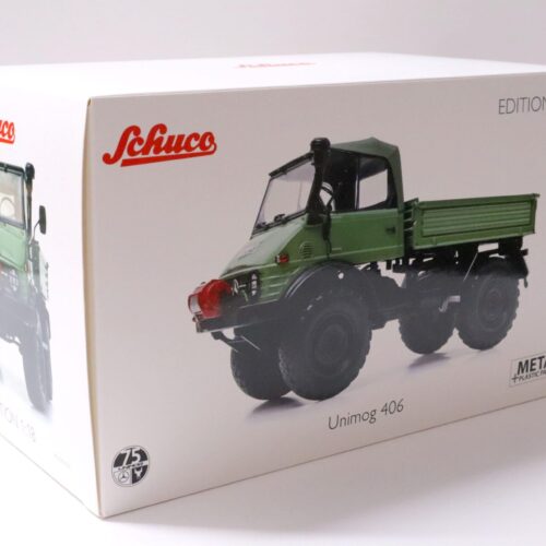 1:18 Schuco Mercedes Unimog 406 Cabriolet with Softtop green