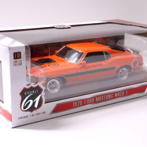 1:18 Highway61 Ford Mustang Mach 1 Coupe 1970 orange Pace Car Texas Speedway