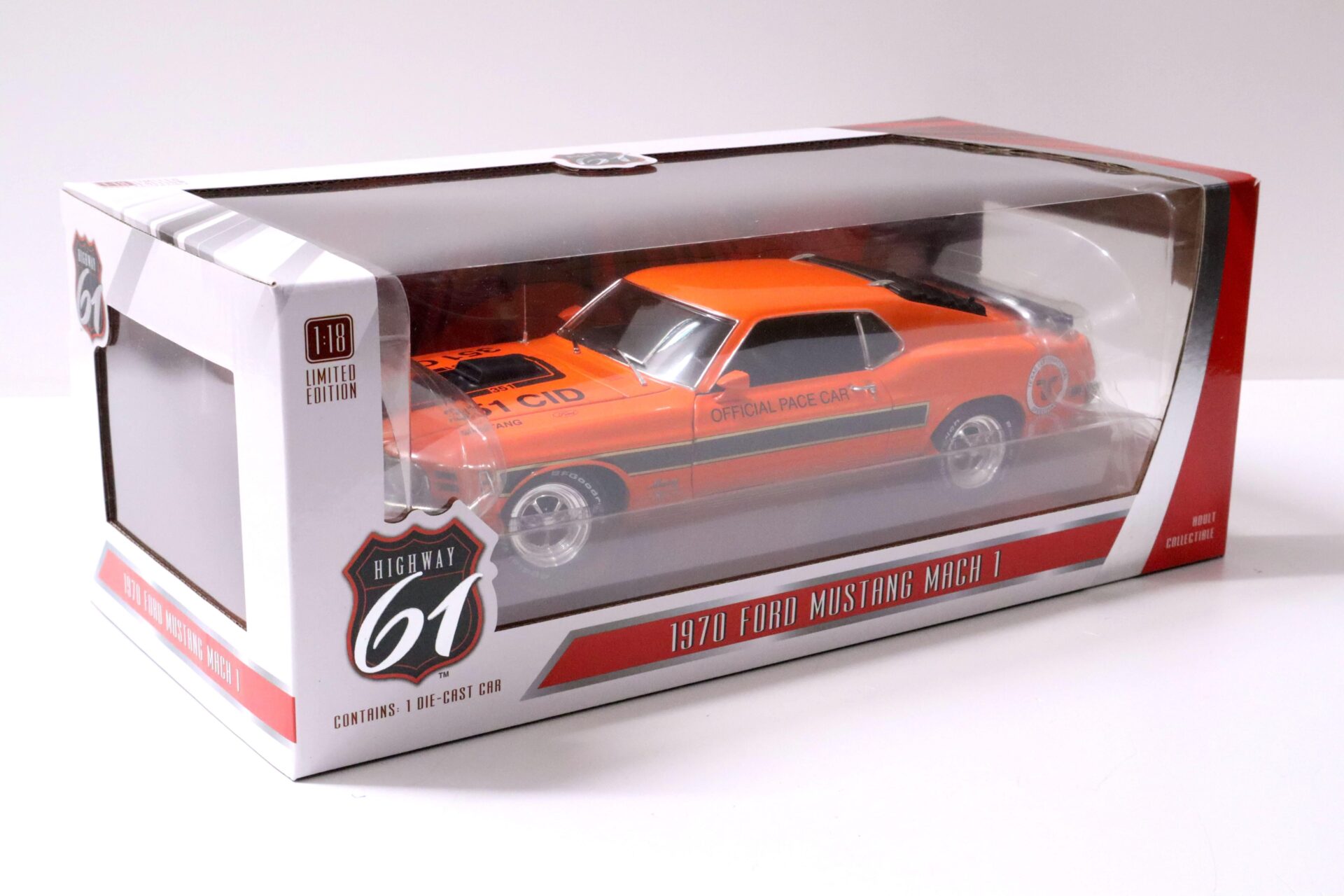 1:18 Highway61 Ford Mustang Mach 1 Coupe 1970 orange Pace Car Texas Speedway