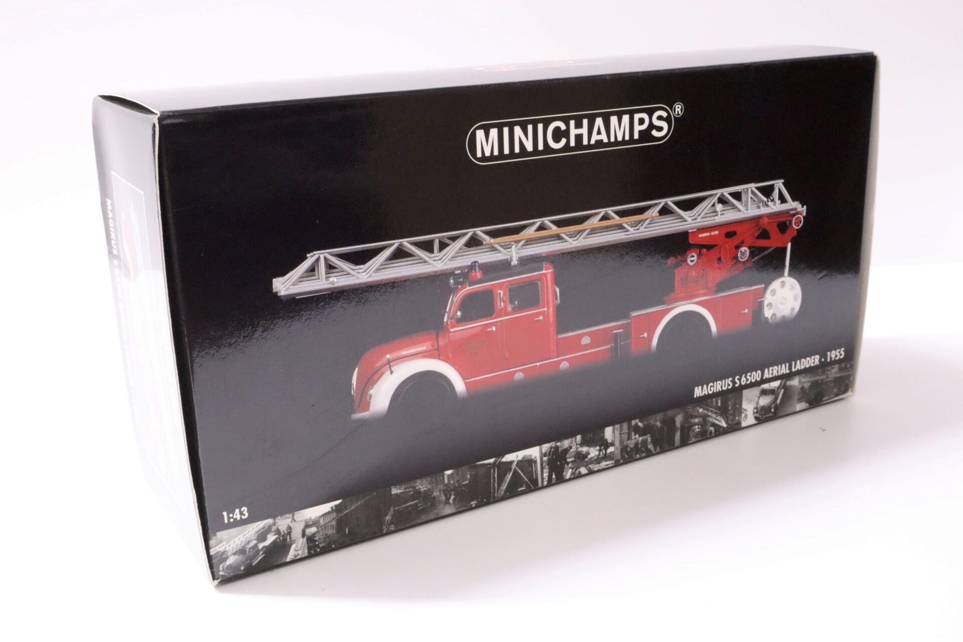 1:43 Minichamps Magirus S 6500 Aerial Ladder Drehleiter Feuerwehr 1955 red/ white