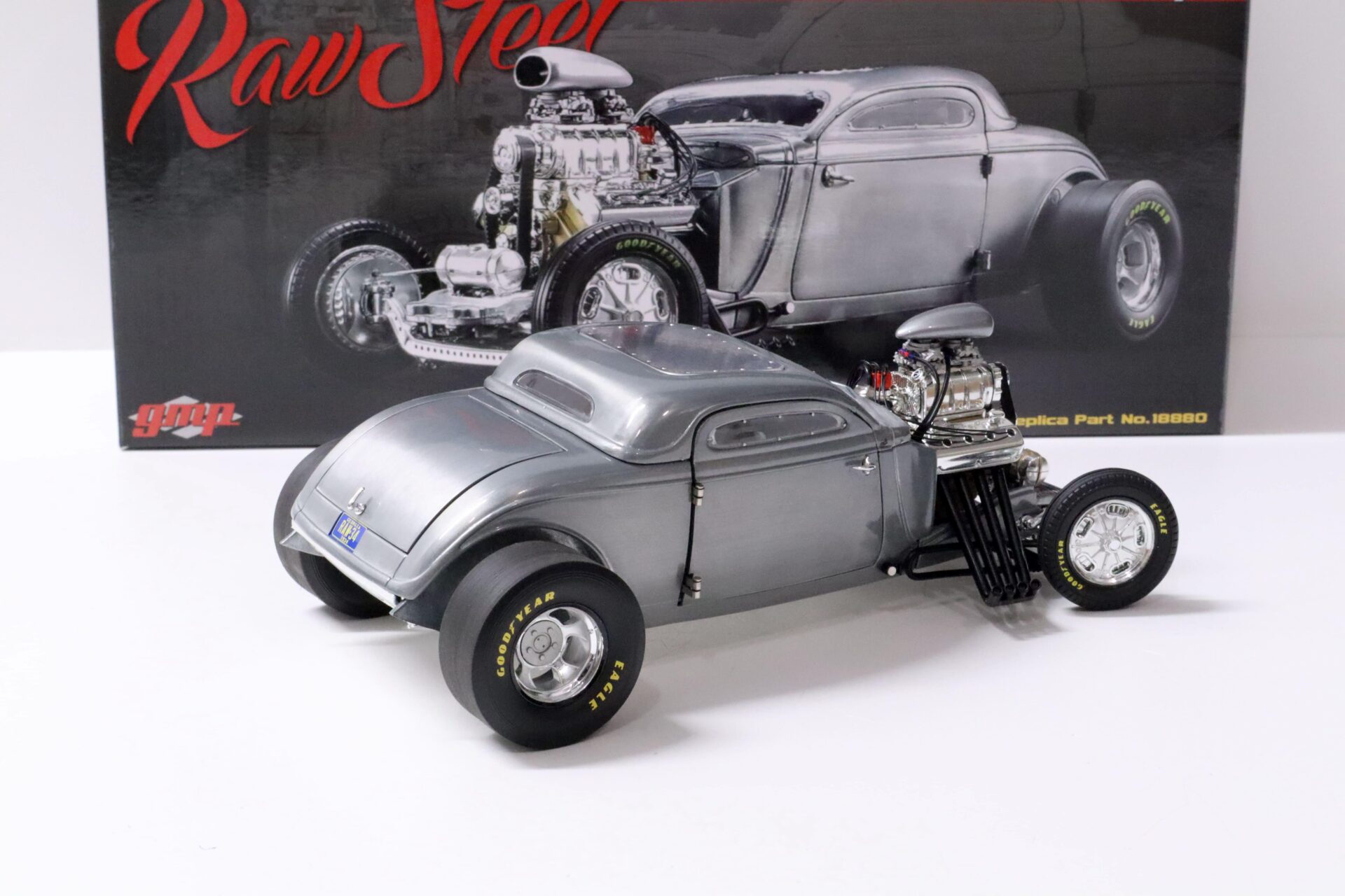1:18 GMP Hot Rod 1934 Blown Altered Coupe - Raw Steel Limited Edition