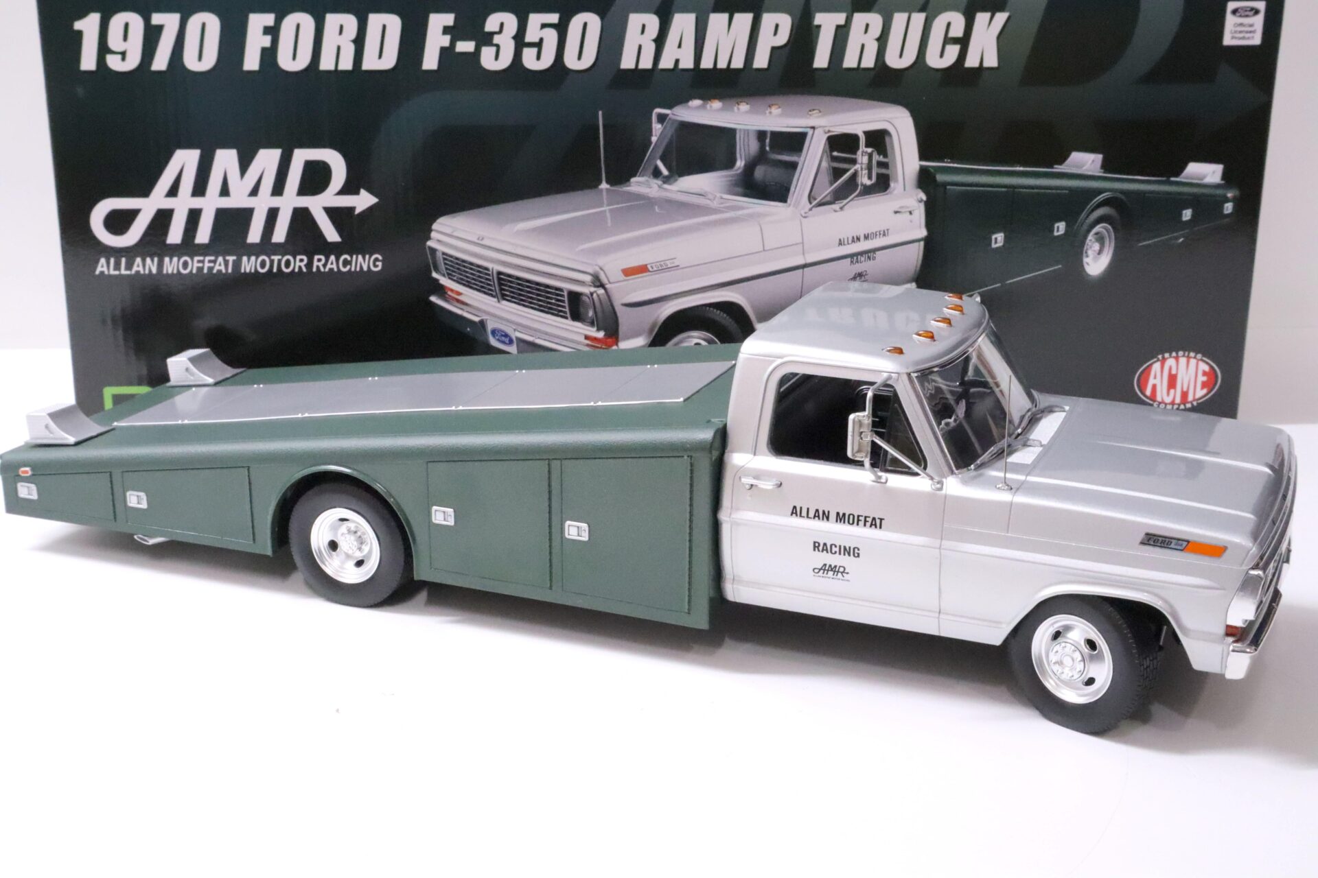 1:18 ACME 1970 Ford F-350 Ramp Truck Allan Moffat Motor Racing silver/ green