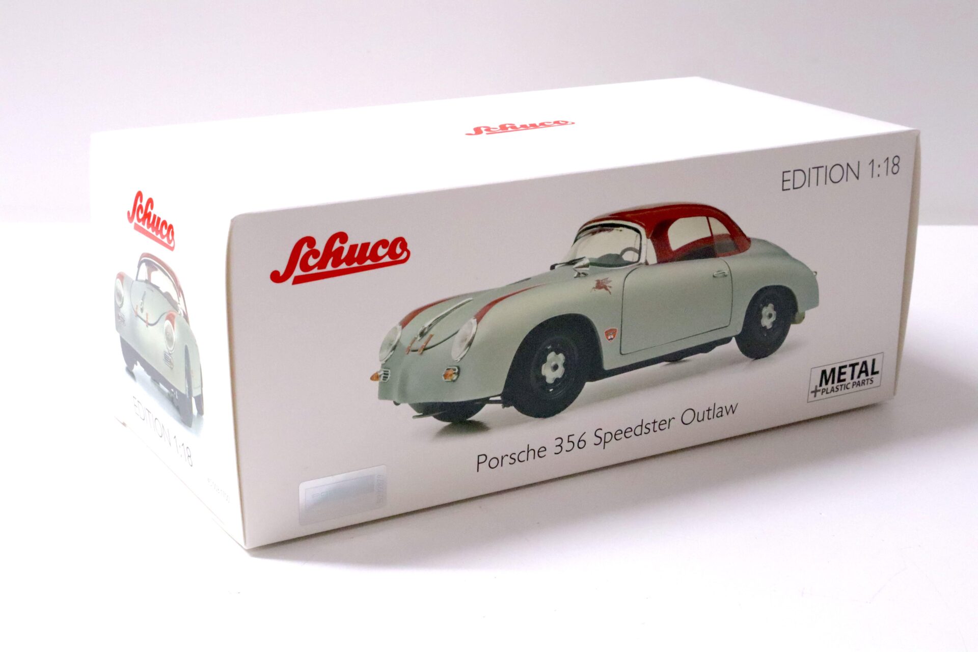 1:18 Schuco Porsche 356 Speedster Outlaw with Hardtop matt silver/ red