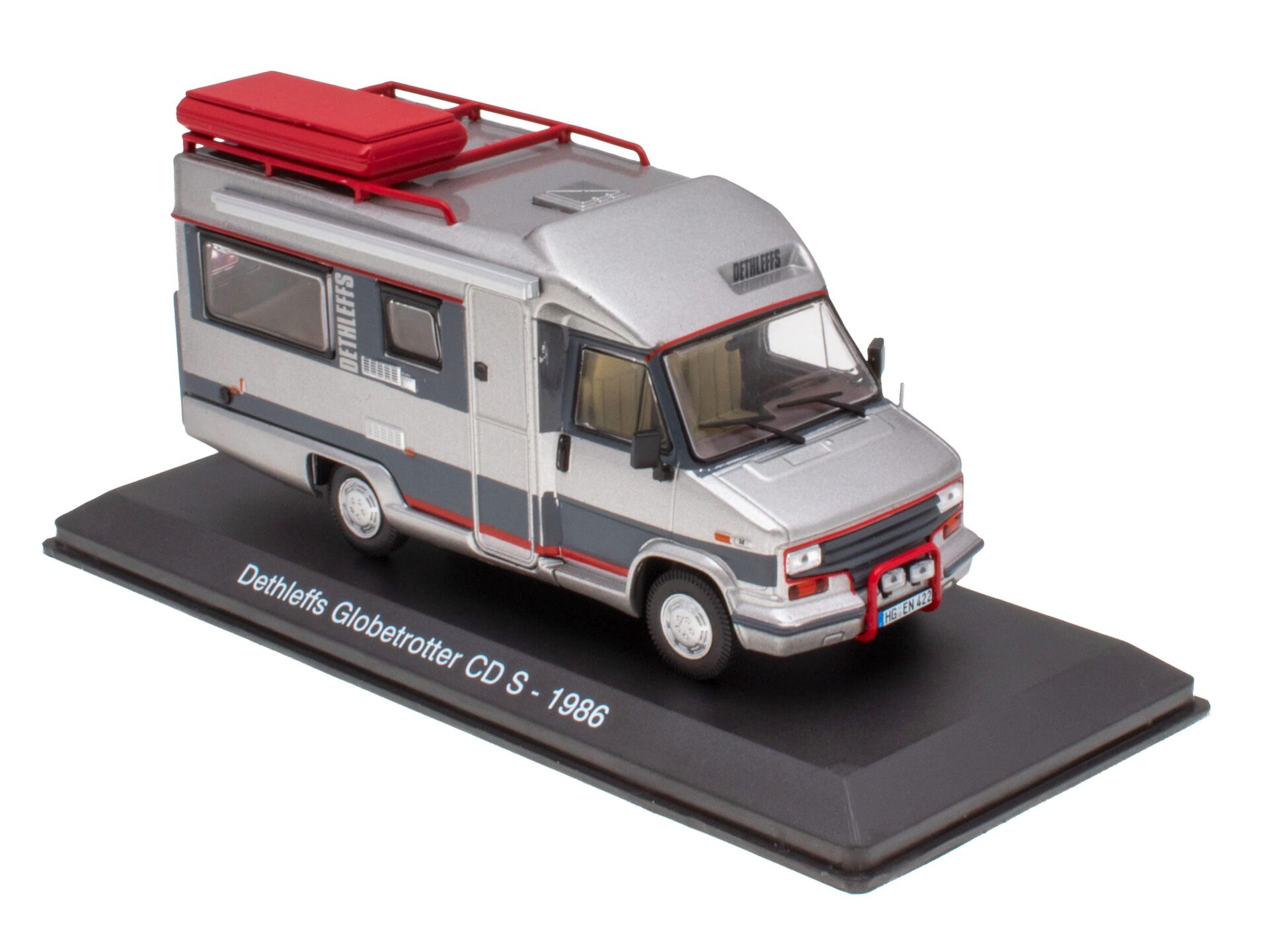 1:43 Hachette IXO Camping Cars Fiat Ducato Dethleffs Globetrotter CD S silver 1986