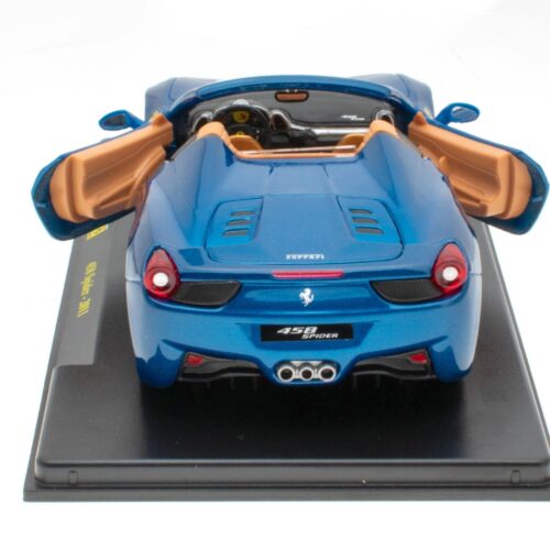 1:24 Hachette Bburago Ferrari Collection Ferrari 458 Spider blue 2011 with display - Image 4