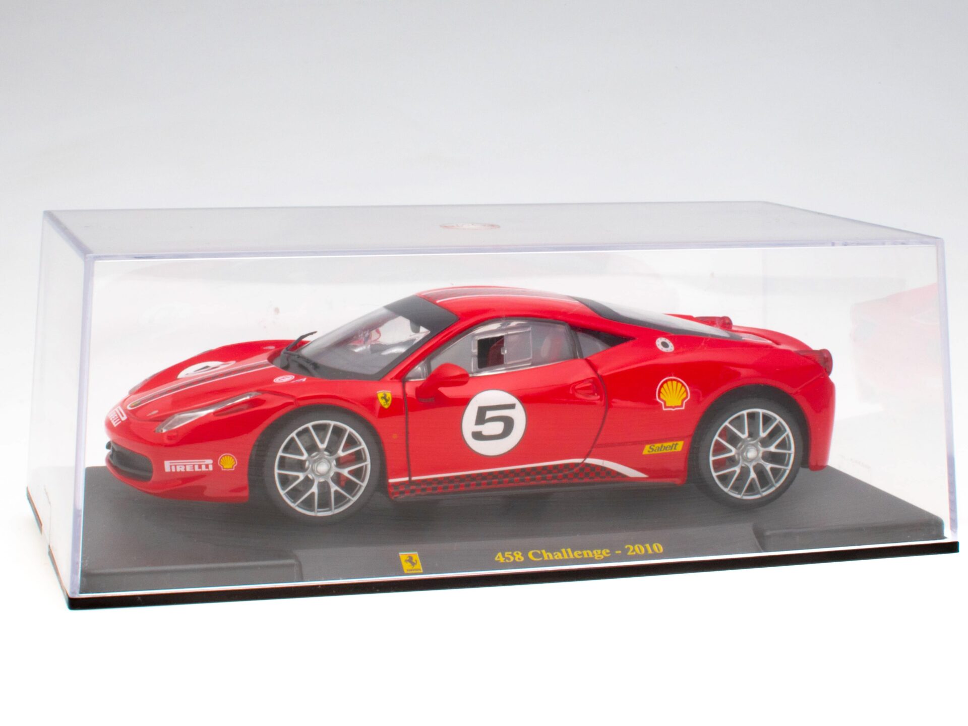 1:24 Hachette Bburago Ferrari Collection Ferrari 458 Challenge #5 red 2010 with display