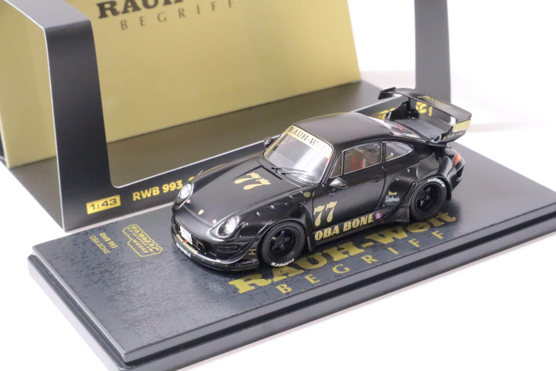 1:43 Tarmac Porsche 911 993 RWB RAUH-WELT OBA BONE #77 matt black
