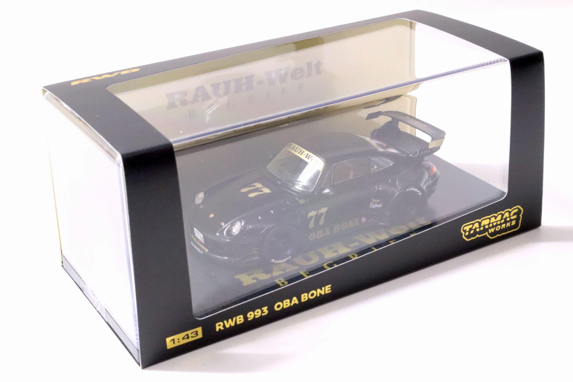 1:43 Tarmac Porsche 911 993 RWB RAUH-WELT OBA BONE #77 matt black