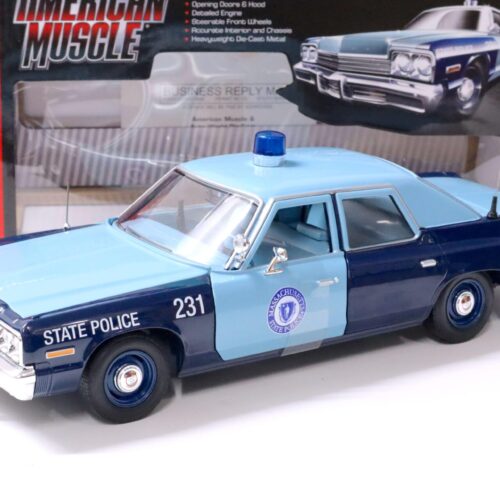 1:18 Auto World 1974 Dodge Monaco Massachusetts State Police blue