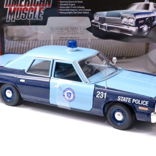 1:18 Auto World 1974 Dodge Monaco Massachusetts State Police blue