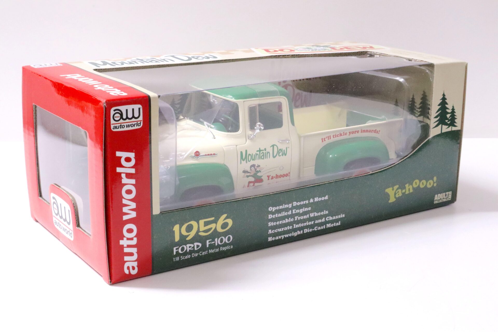 1:18 Auto World 1956 Ford F-100 Pickup Mountain Dew beige/ green