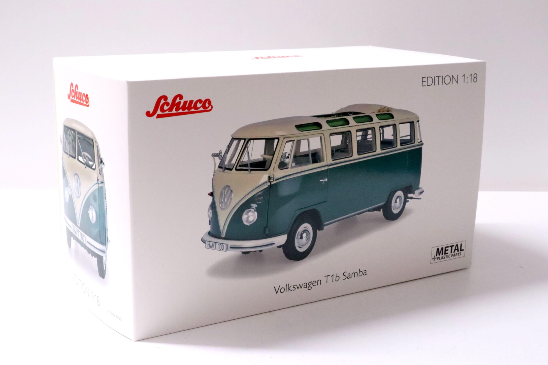 1:18 Schuco VW T1b Samba Bus Bulli green/ white Die-Cast 450037800