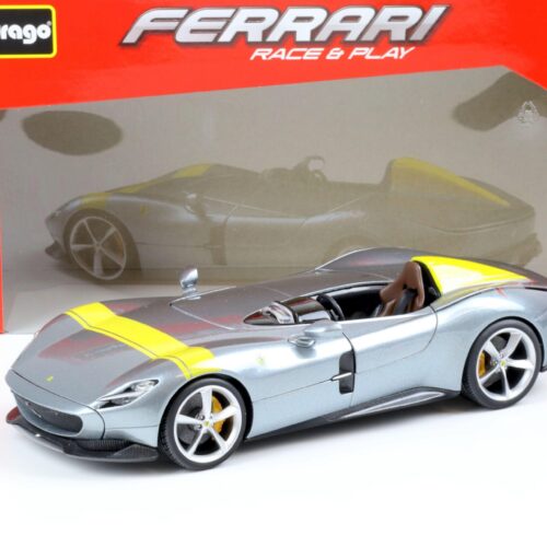 1:18 Bburago R&P Ferrari Monza SP1 grey metallic/ yellow 2019
