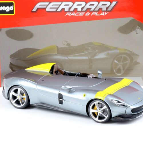 1:18 Bburago R&P Ferrari Monza SP1 grey metallic/ yellow 2019