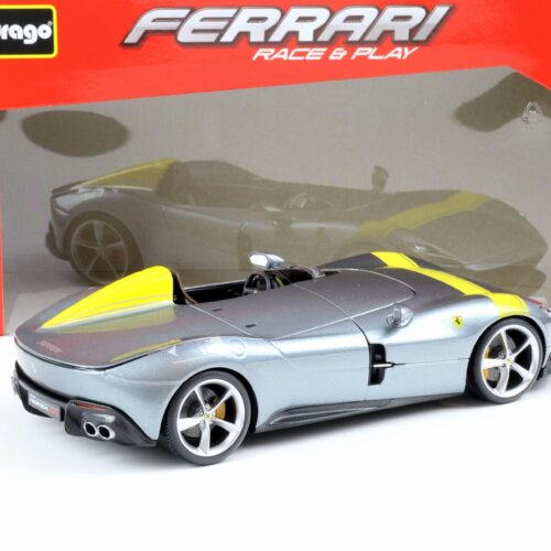 1:18 Bburago R&P Ferrari Monza SP1 grey metallic/ yellow 2019