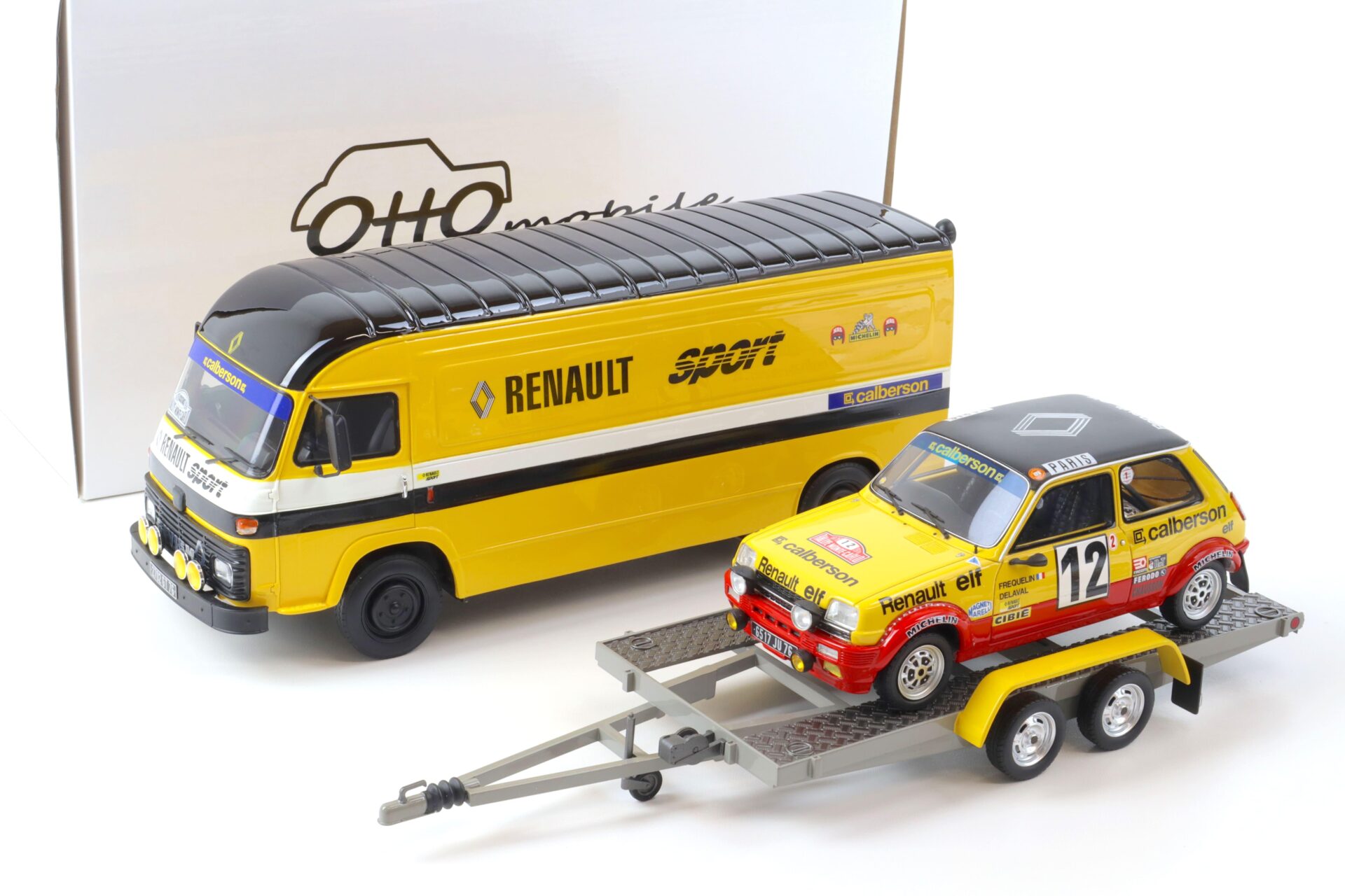1:18 OTTO mobile OT332 Rally Set Monte Carlo 1978 Saviem SB2 + Renault + Trailer
