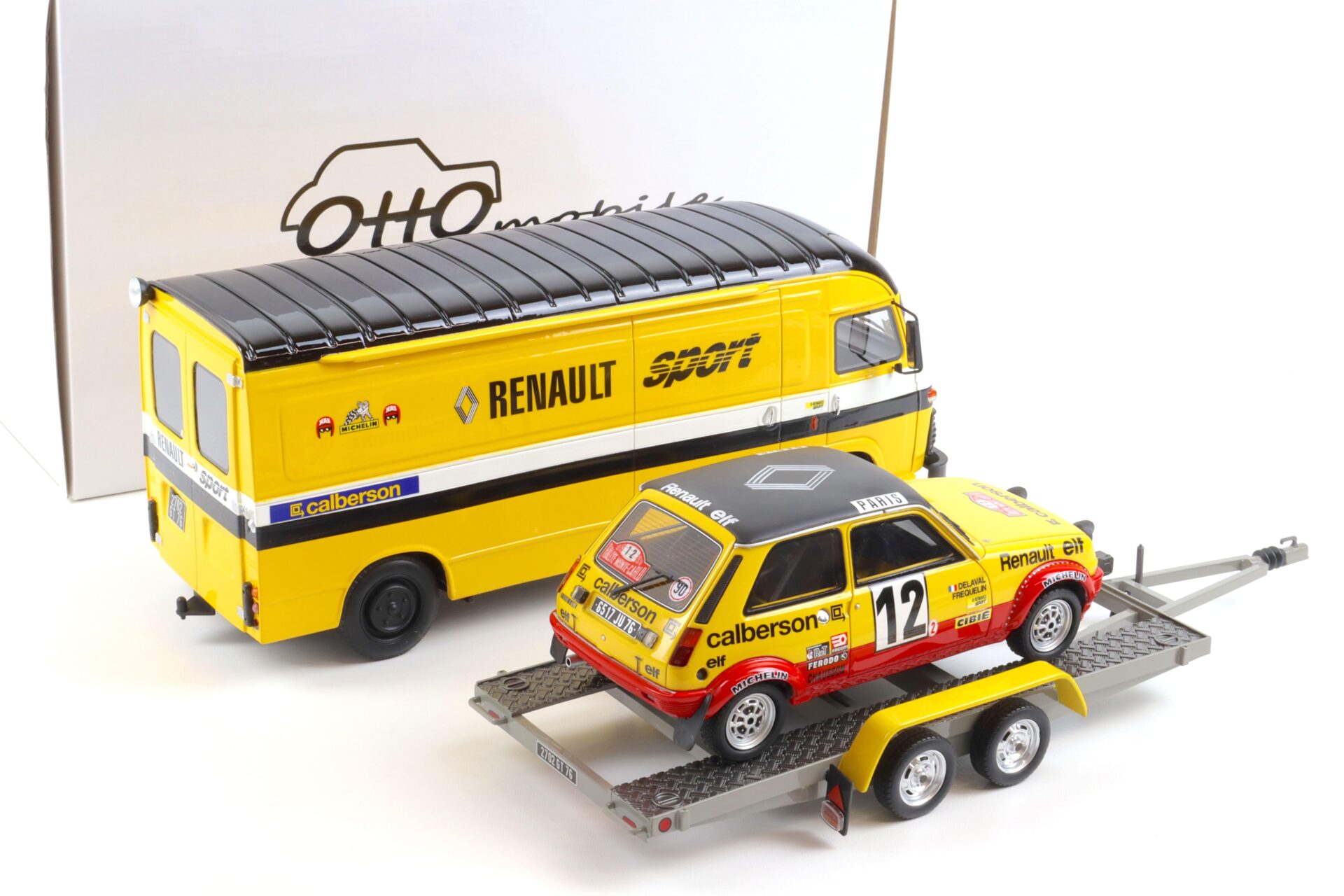 1:18 OTTO mobile OT332 Rally Set Monte Carlo 1978 Saviem SB2 + Renault + Trailer