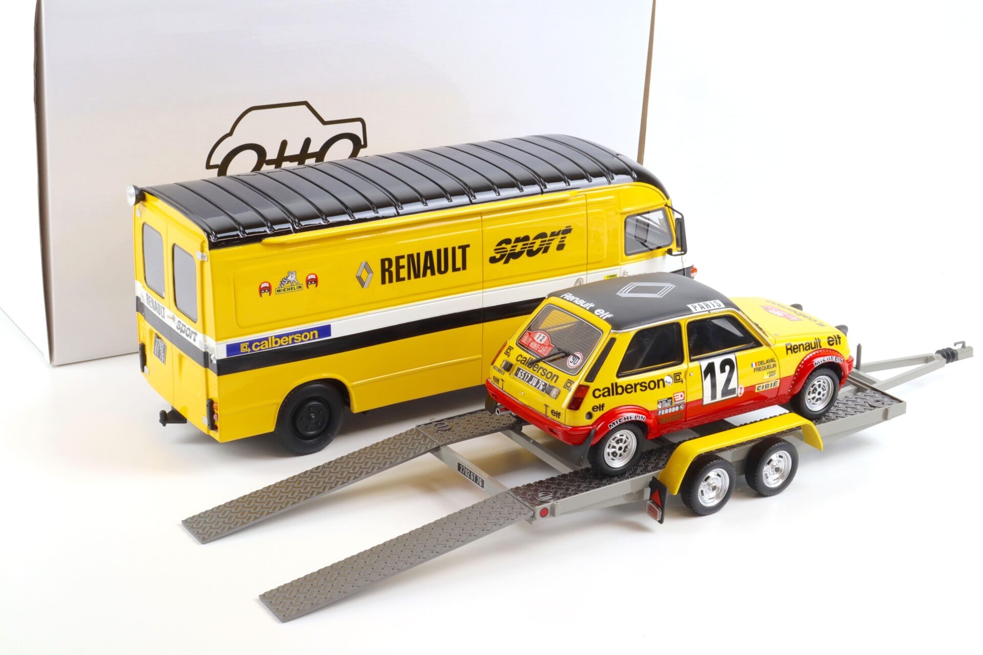 1:18 OTTO mobile OT332 Rally Set Monte Carlo 1978 Saviem SB2 + Renault + Trailer