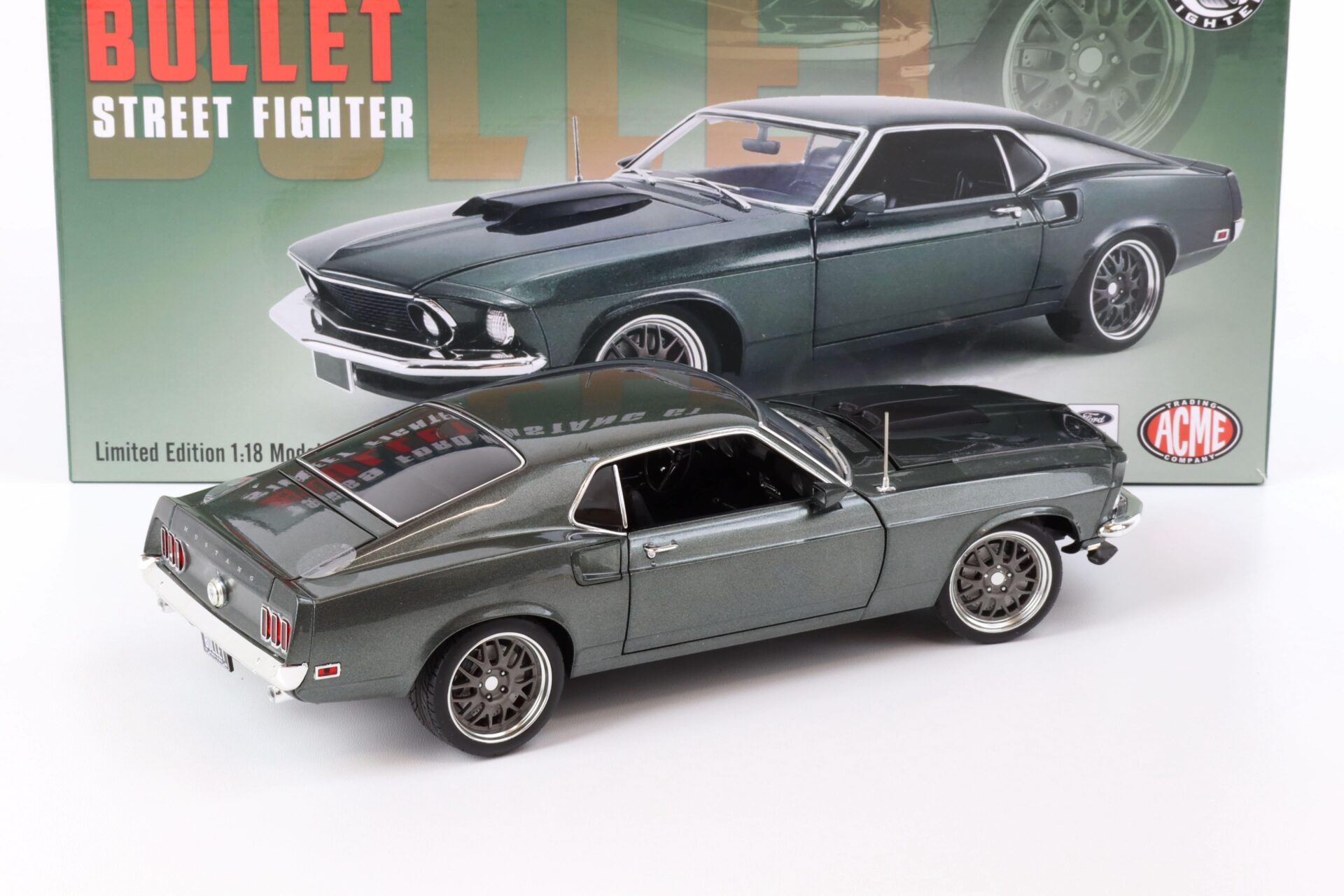 1:18 ACME 1969 Ford Mustang GT Coupe BULLET Street Fighter green metallic
