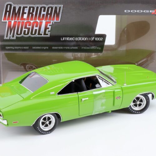 1:18 Auto World 1970 Dodge Charger R/T SE Coupe green New Magnum 500 wheel