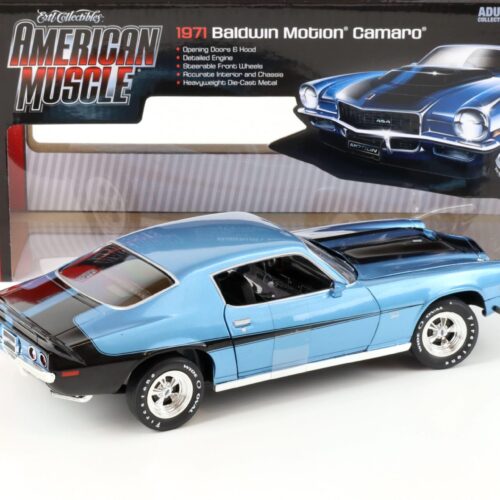 1:18 Auto World 1971 Chevrolet Camaro Baldwin Motion Camaro blue metallic