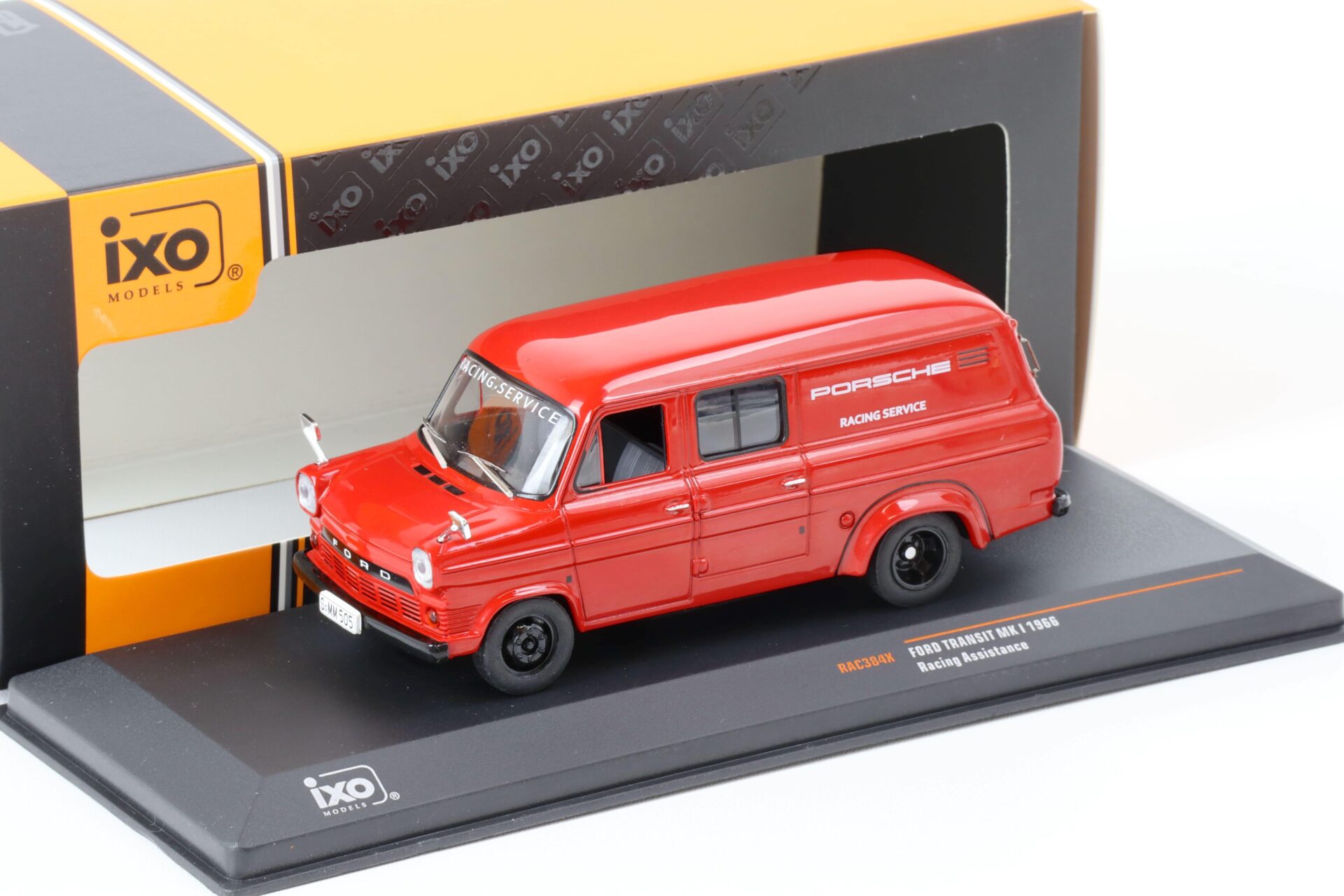 1:43 IXO 1966 Ford Transit MK I Van PORSCHE Racing Service red