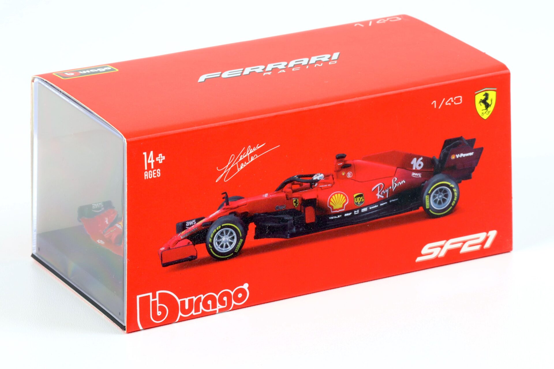 1:43 Bburago Racing F1 Ferrari SF21 Charles Leclerc #16 red 2021