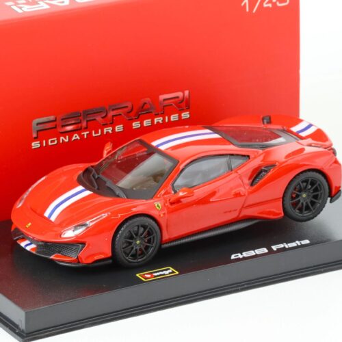 1:43 Bburago Signature Ferrari 488 Pista Coupe red/ blue-white stripe