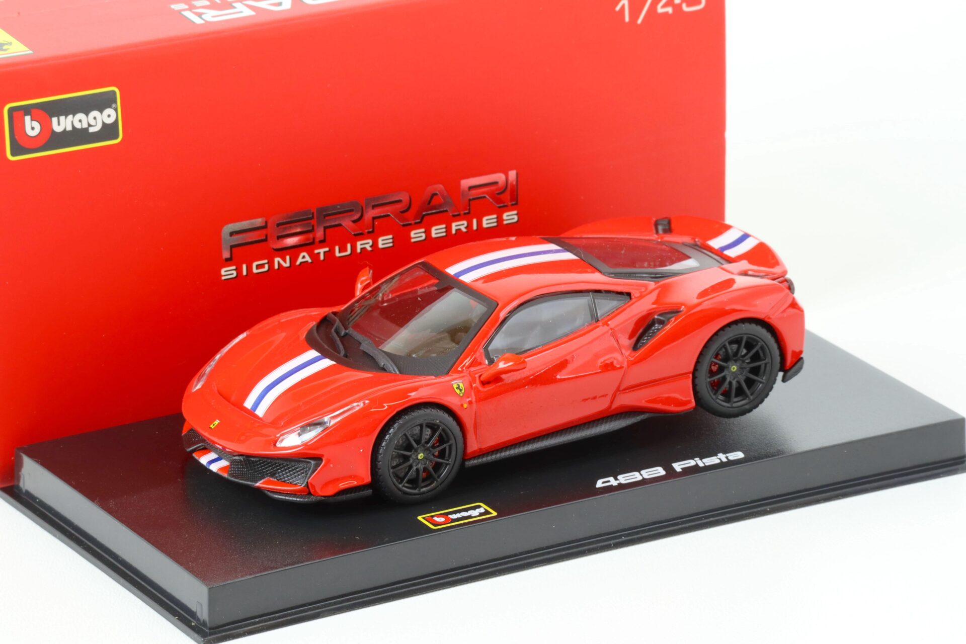 ID 65181 orig.jpg 1:43 Bburago Signature Ferrari 488 Pista Coupe red/ blue-white stripe