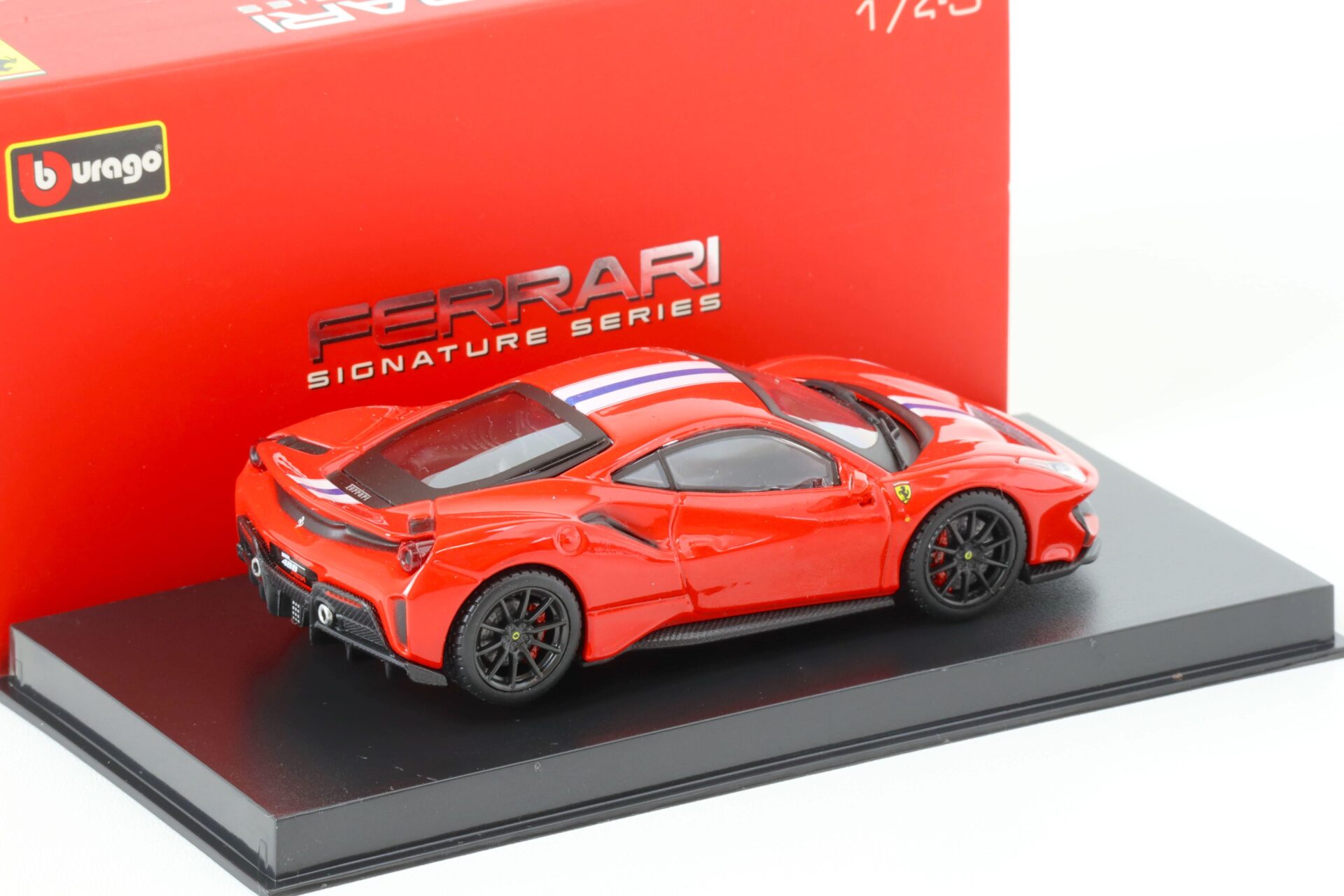1:43 Bburago Signature Ferrari 488 Pista Coupe red/ blue-white stripe