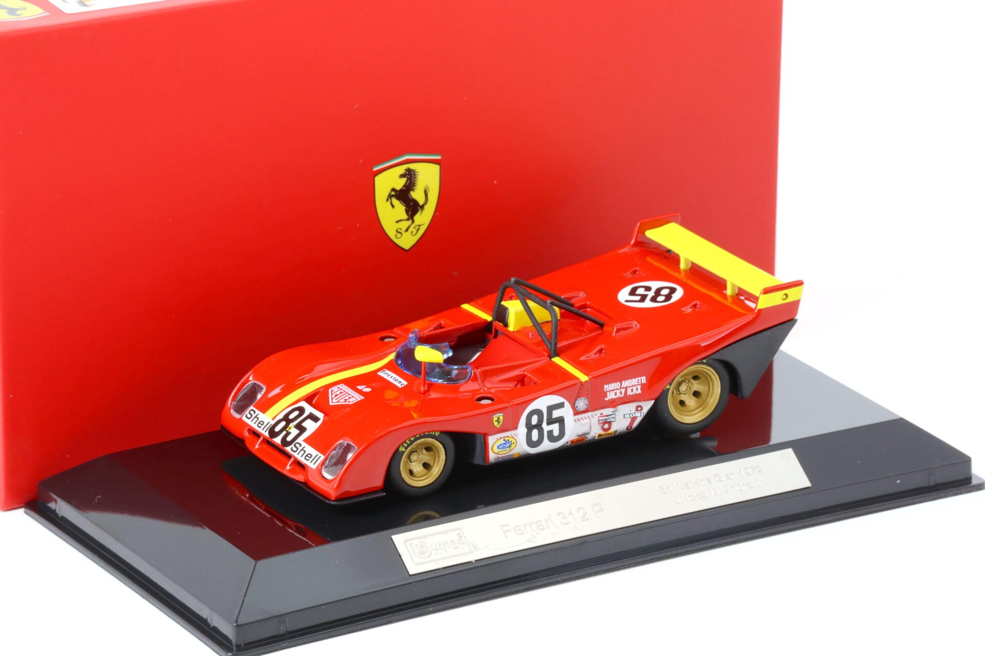 1:43 Bburago Ferrari 312P 6h Watkins Glen 1972 J.Ickx/ M. Andretti #85