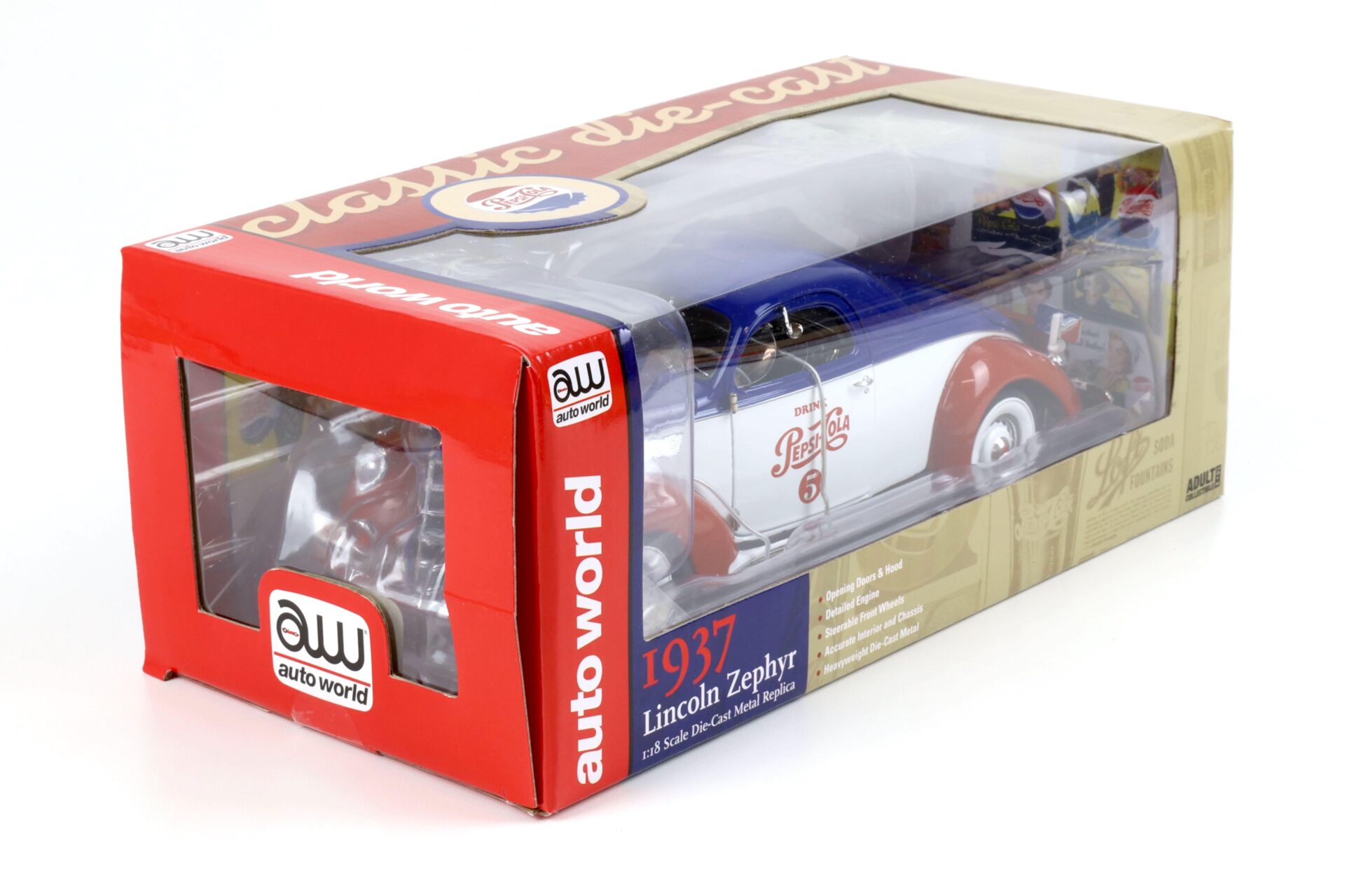 1:18 Auto World 1937 Lincoln Zephyr Pepsi Cola blue/ white/ red