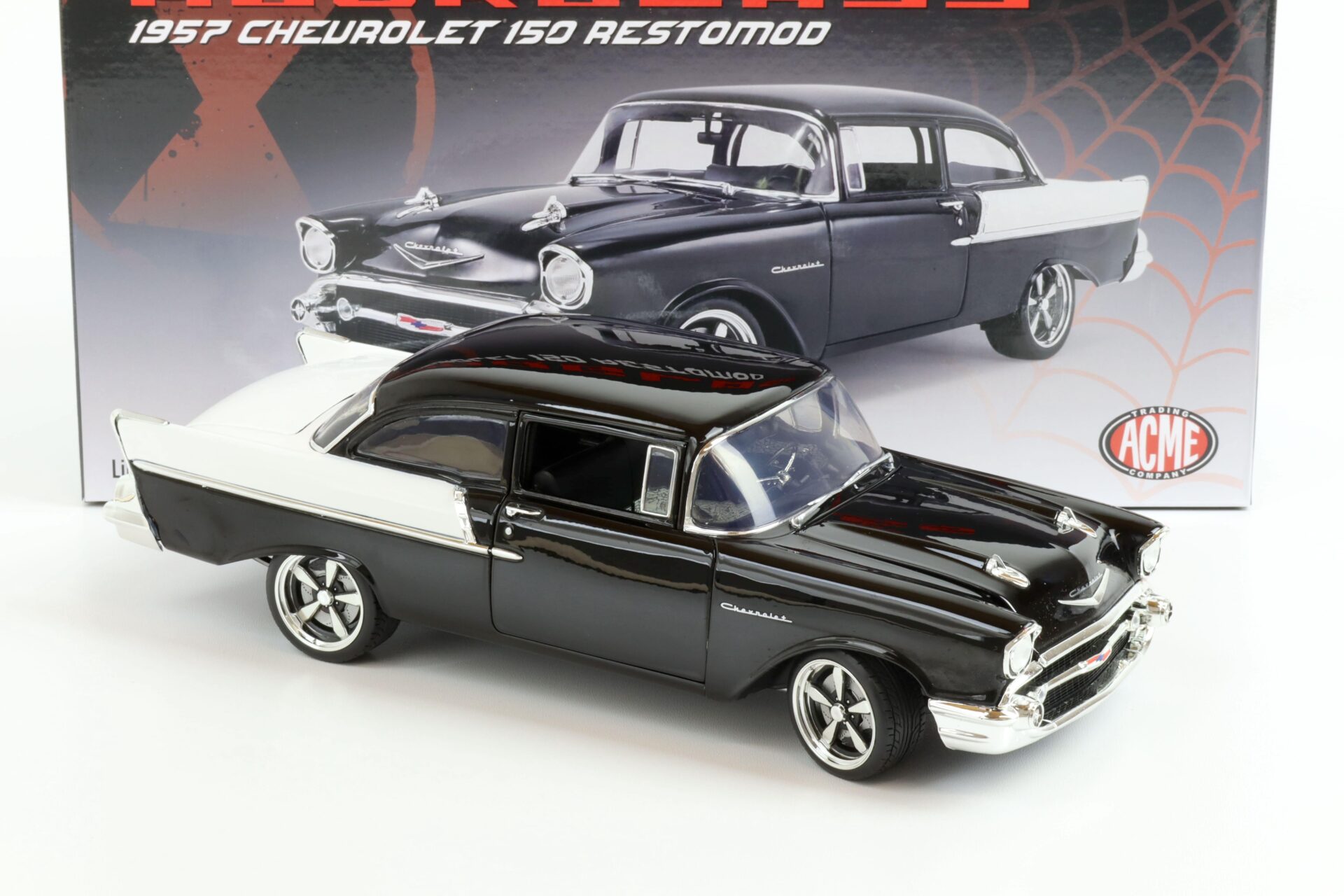 1:18 ACME 1957 Chevrolet 150 Restomod Hourglass black/ white