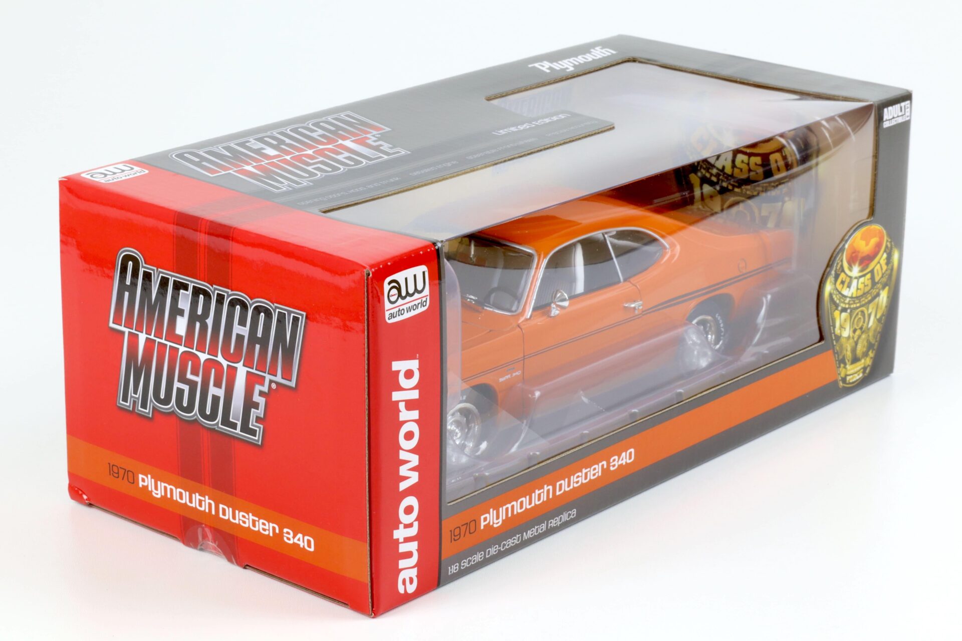 1:18 Auto World 1970 Plymouth Duster 340 Coupe orange Class of 1970
