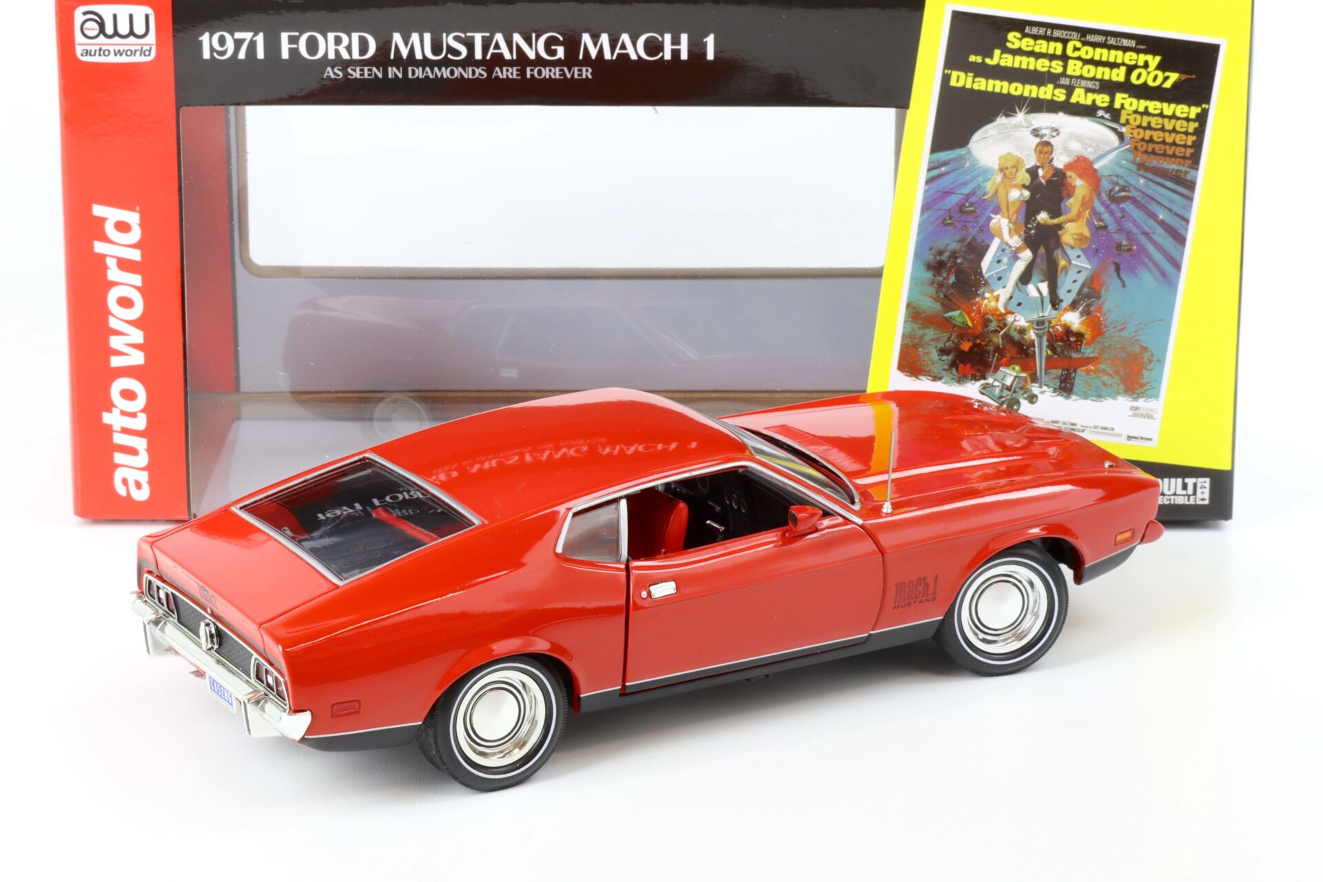1:18 Auto World 1971 Ford Mustang Mach 1 red James Bond 007 Diamonds for Ever