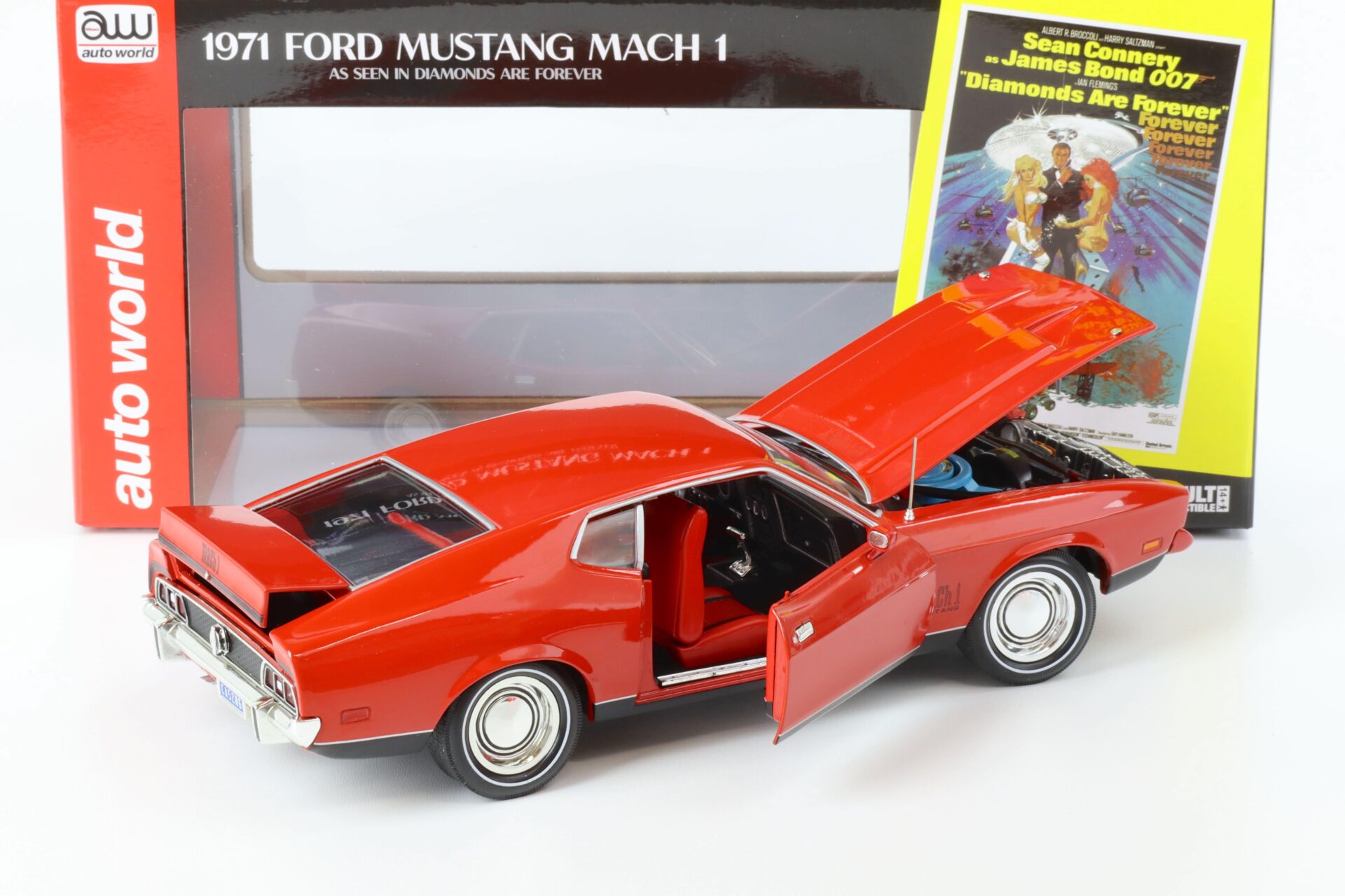 1:18 Auto World 1971 Ford Mustang Mach 1 red James Bond 007 Diamonds for Ever