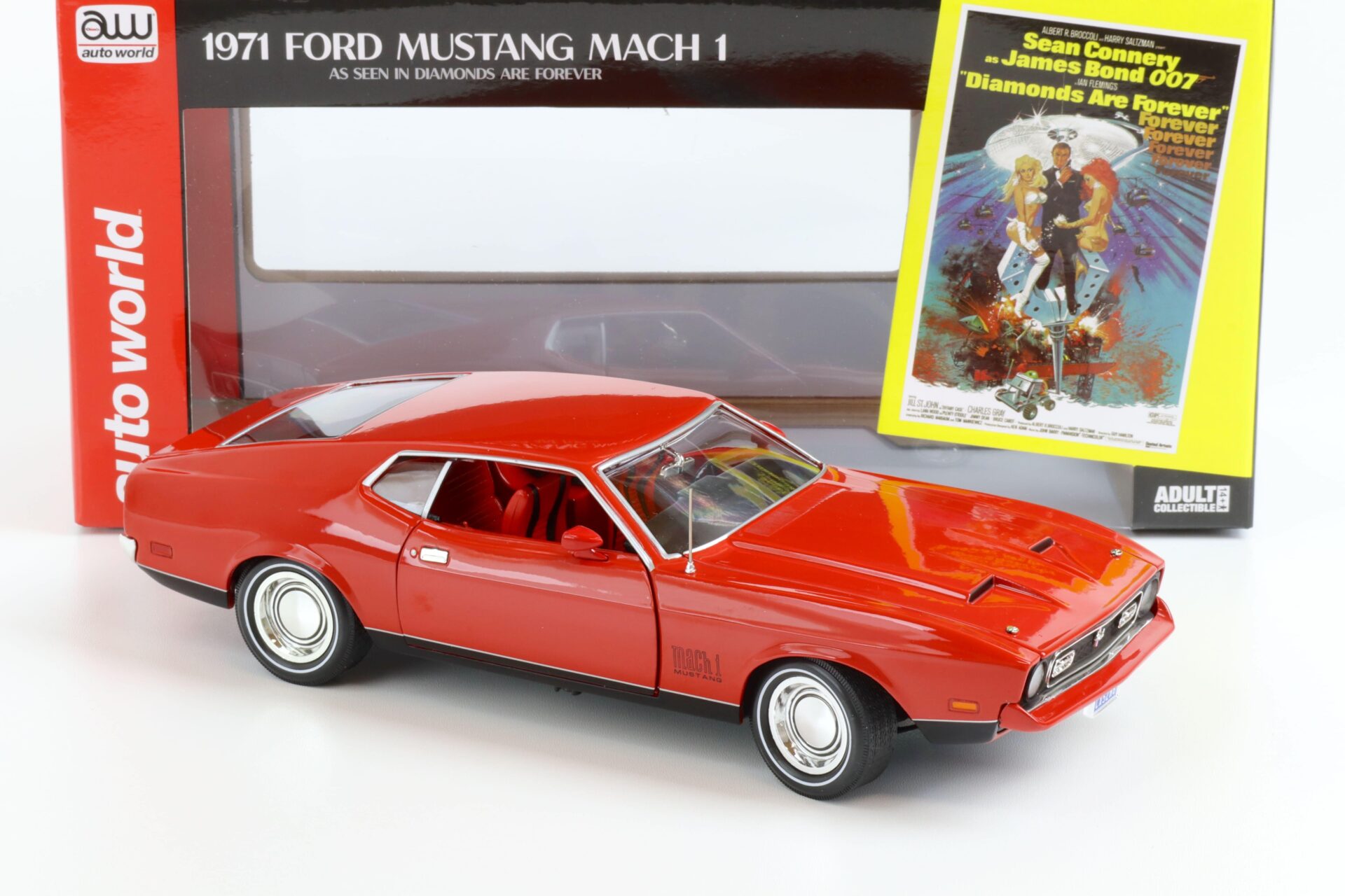 1:18 Auto World 1971 Ford Mustang Mach 1 red James Bond 007 Diamonds for Ever