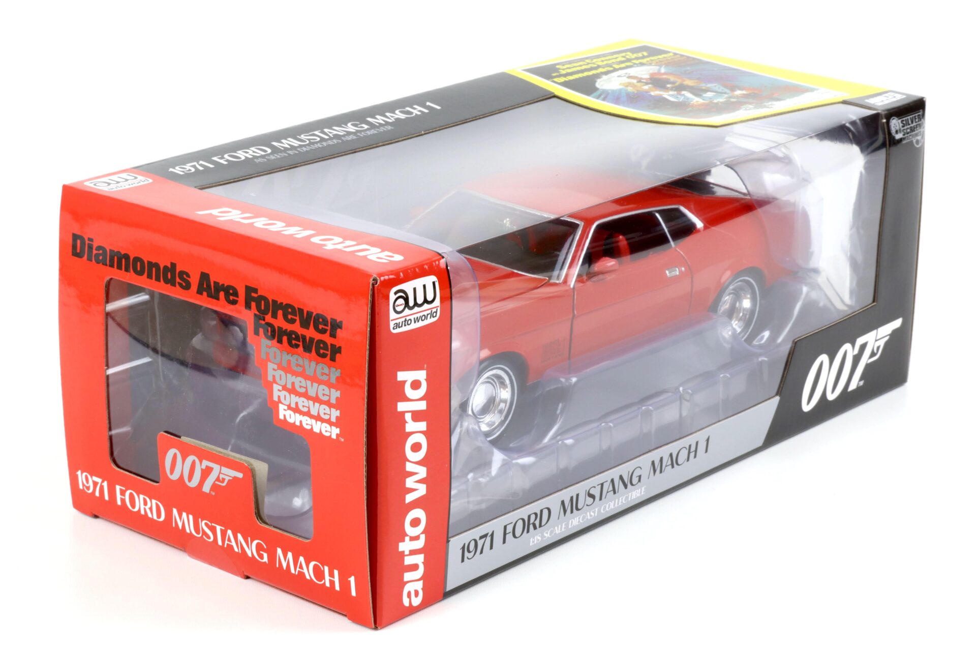 1:18 Auto World 1971 Ford Mustang Mach 1 red James Bond 007 Diamonds for Ever