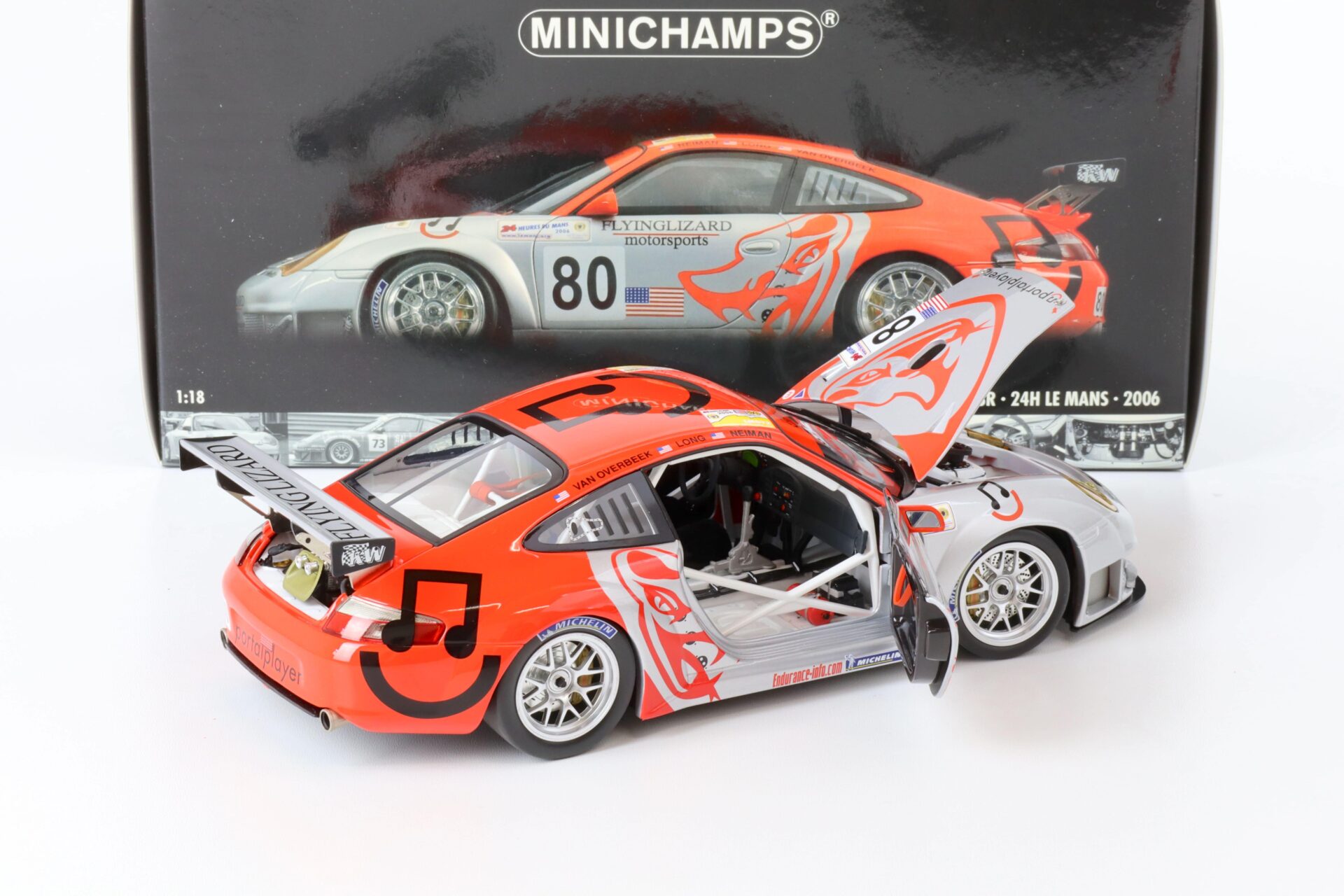1:18 Minichamps Porsche 911 (996) GT3 RSR 24h Le Mans 2006 Flying Lizard #80