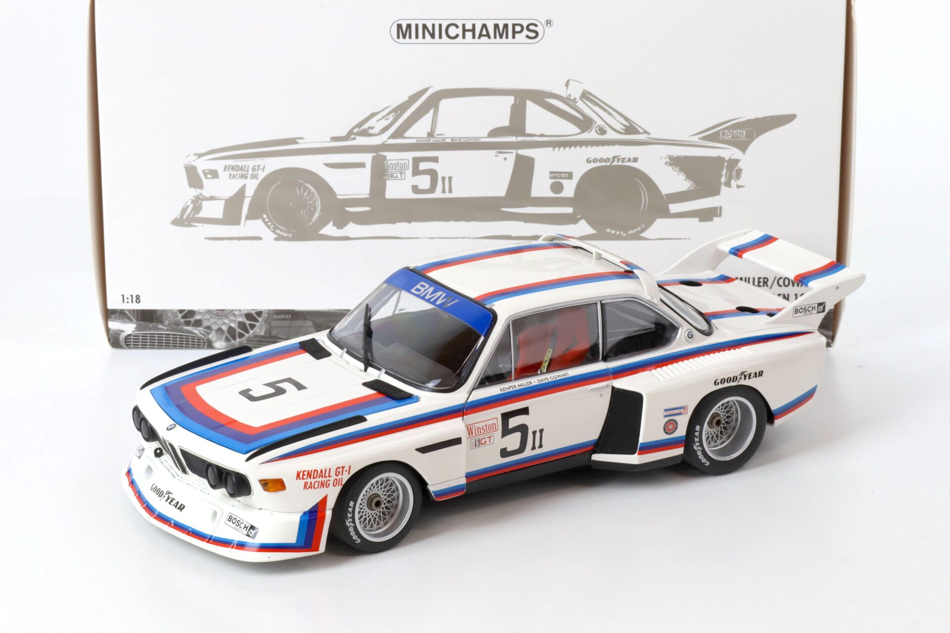 1:18 Minichamps 1979 BMW 3.5 CSL Gr.5 Miller/ Cowart 6h Watkins Glen