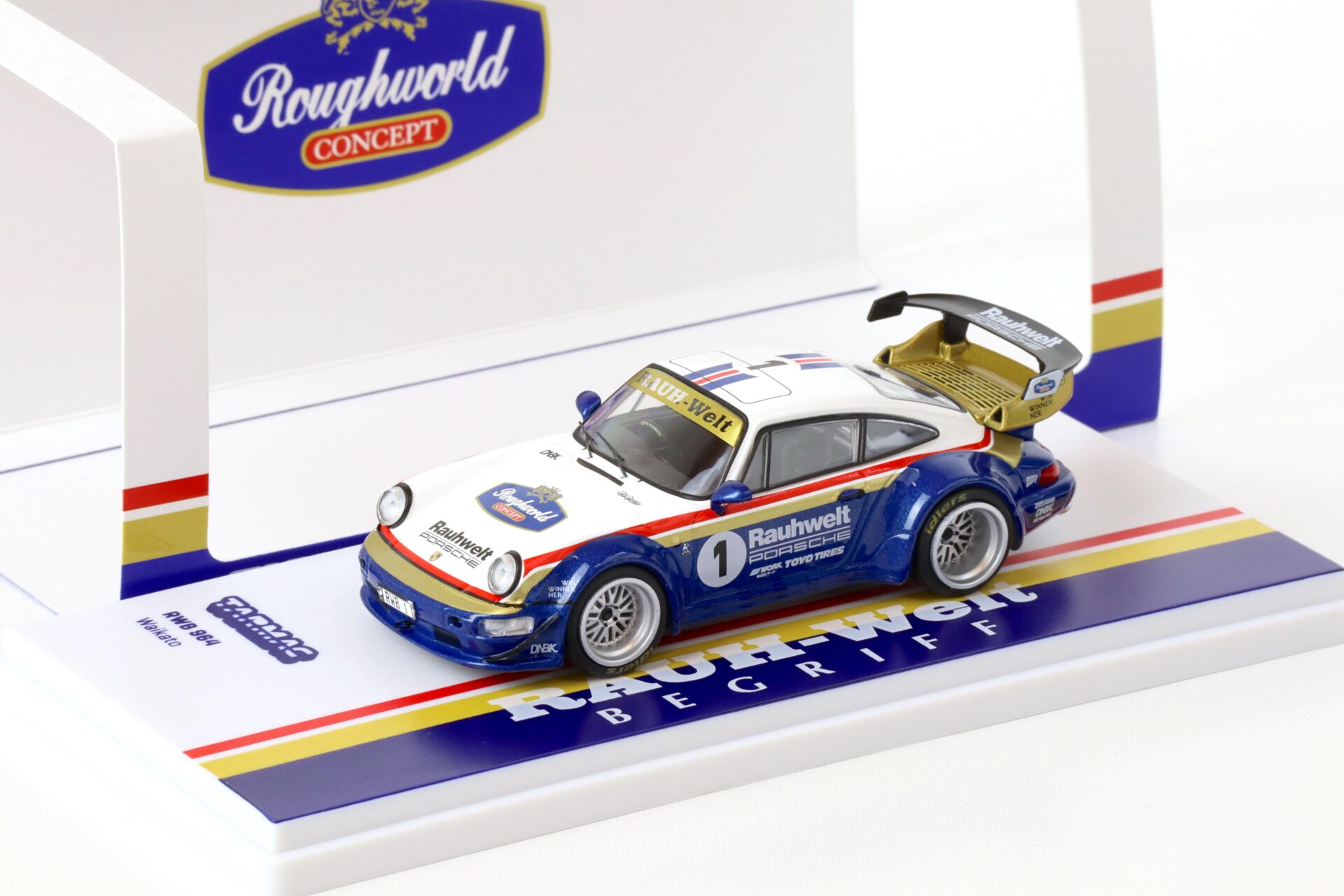1:43 Tarmac Porsche 911 964 RWB RAUH-WELT Waikato Rothmans #1 blue/ white