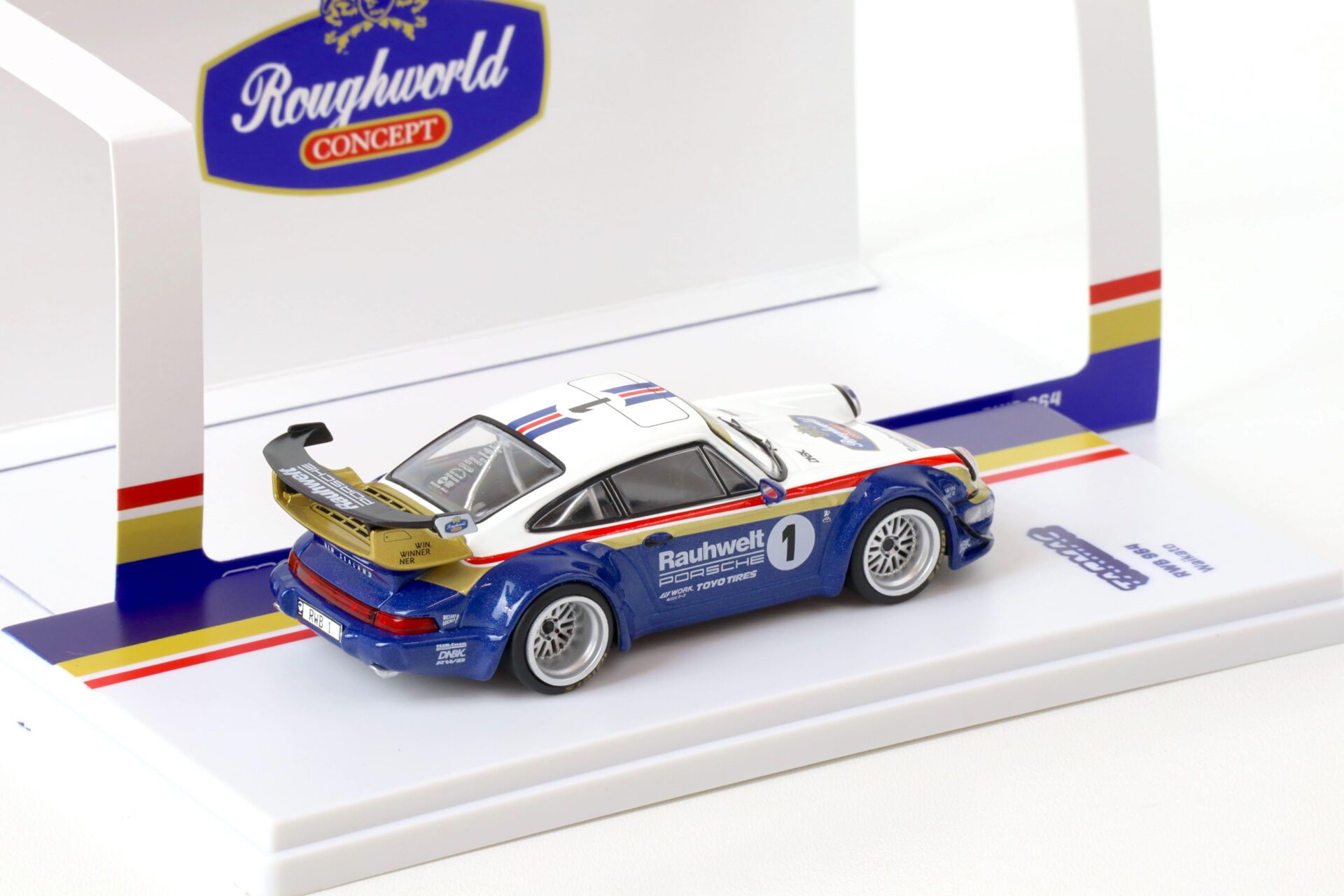 1:43 Tarmac Porsche 911 964 RWB RAUH-WELT Waikato Rothmans #1 blue/ white