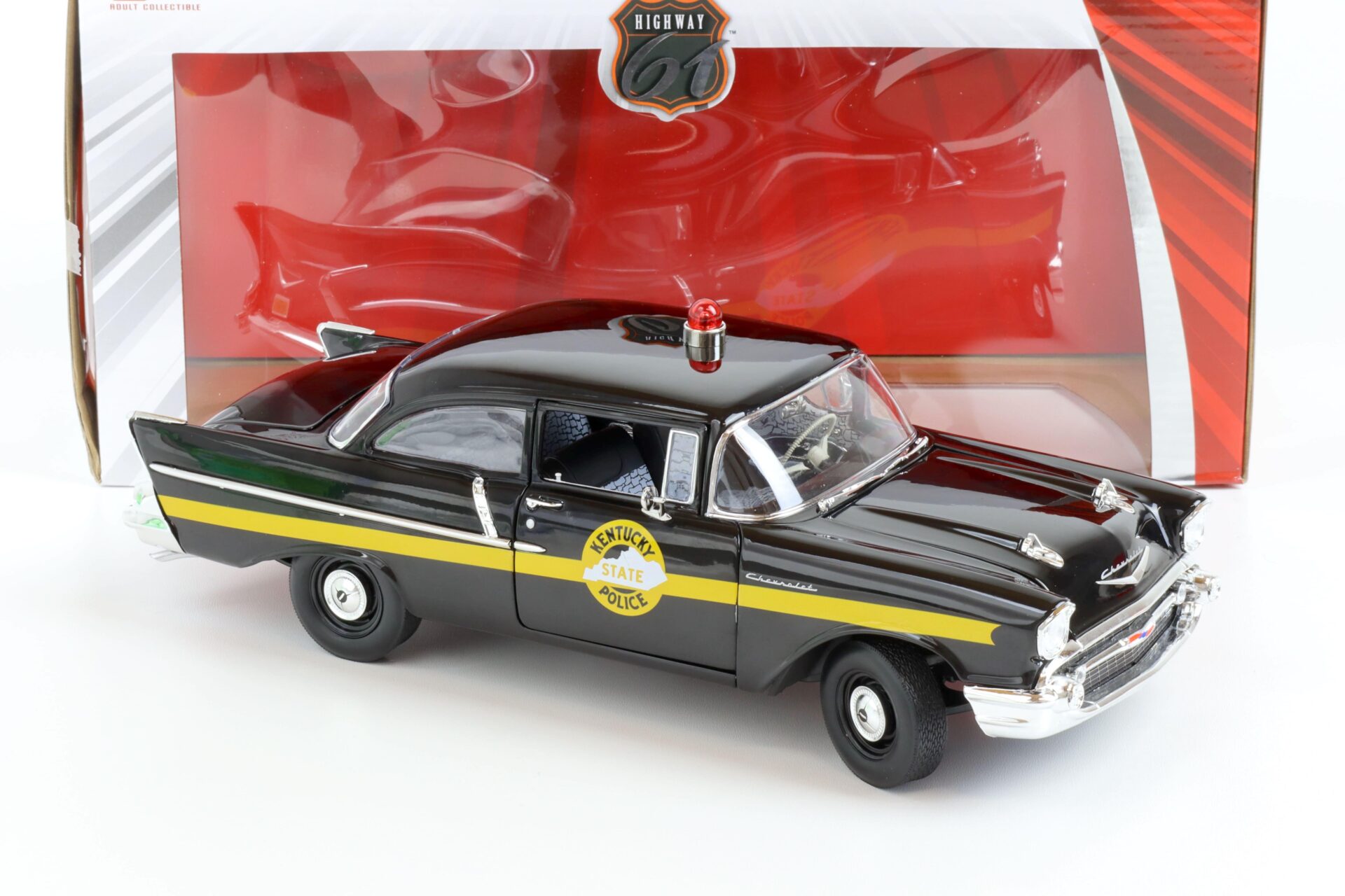 1:18 Highway61 1957 Chevrolet Bel Air 150 Sedan Kentucky State Police black
