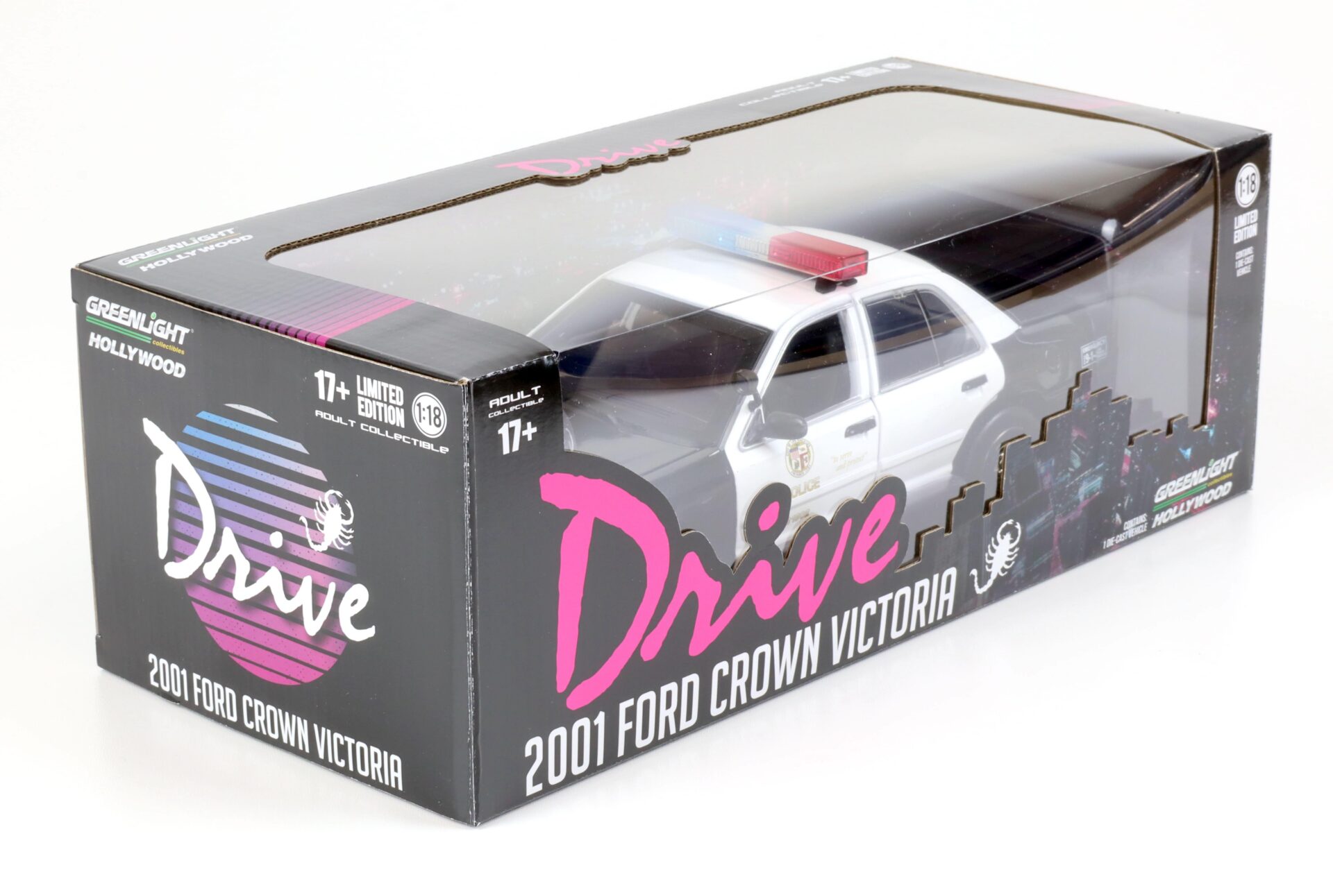 1:18 Greenlight 2001 Ford Crown Victoria LA Police Intercopter DRIVE black/ white